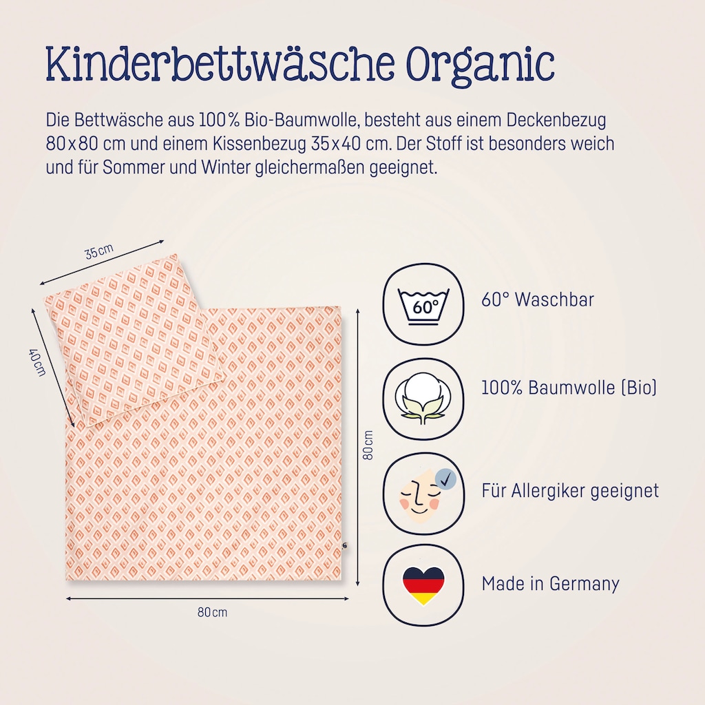 Julius Zöllner Kinderbettwäsche »Baby- und Kinderbettwäsche aus 100% Bio-Baumwolle«, (2 tlg.)