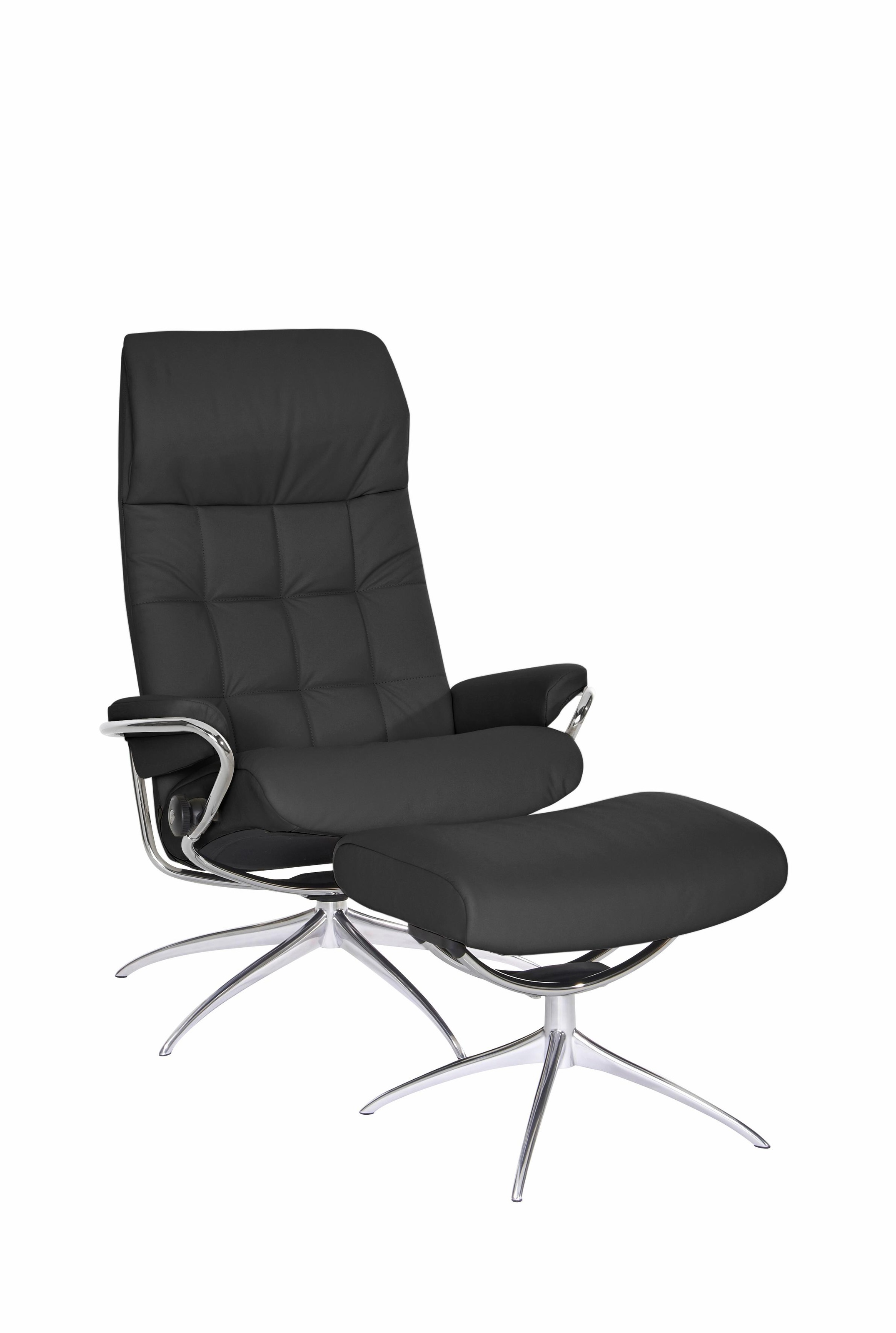 Stressless® Relaxsessel »London«, (Set, Relaxsessel mit Hocker), mit Hocker, High Back, mit Star Base, Gestell Chrom