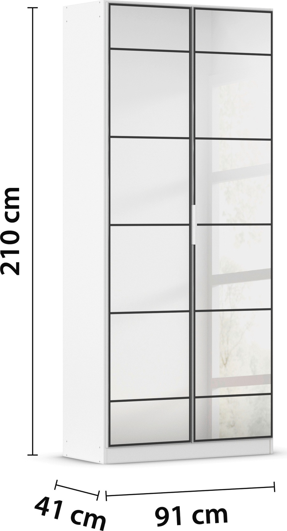 rauch Drehtürenschrank »Kleiderschrank Schrank Garderobe Schlafzimmerschrank ACERO«, (praktisch in Tiefe 41 cm mit vielen Einlegeböden), Spiegelfront in moderner Loft-Optik MADE IN GERMANY
