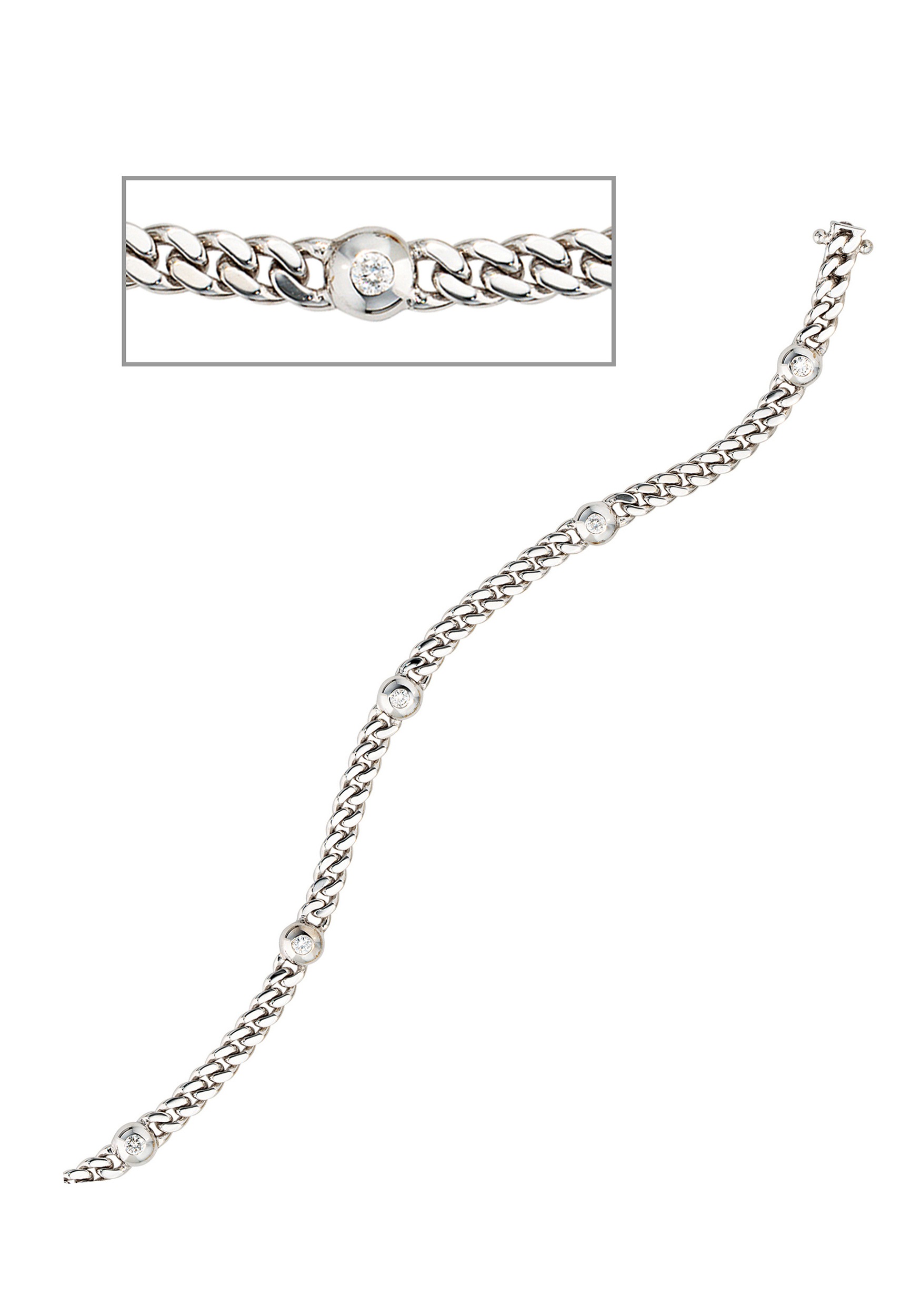 JOBO Armband »Weißgoldarmband 19 cm« 585 Weißgold mit 6 Diamanten