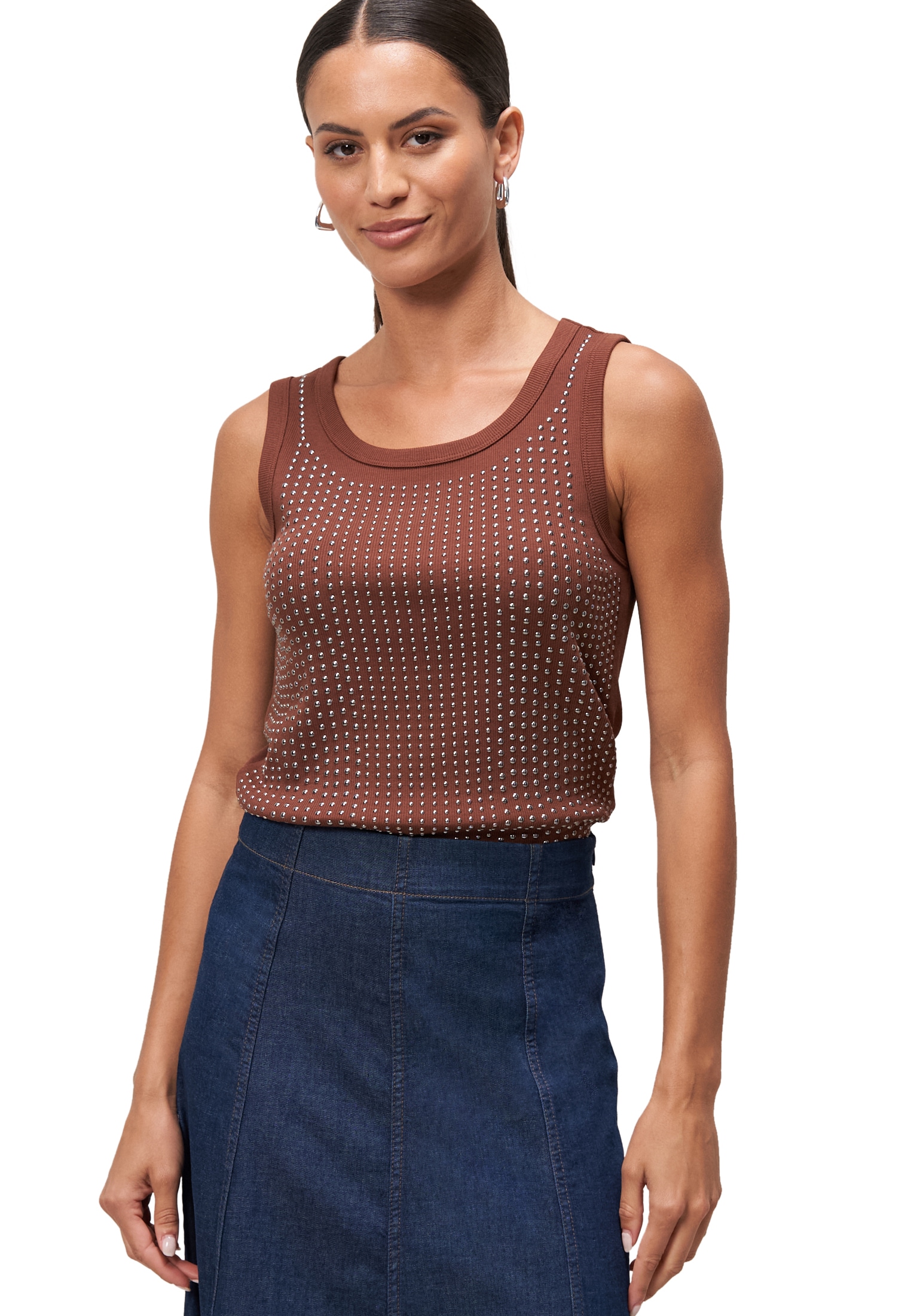 Zero Tanktop "zero Damen Top mit Ziernieten", Plain/ohne Details günstig online kaufen