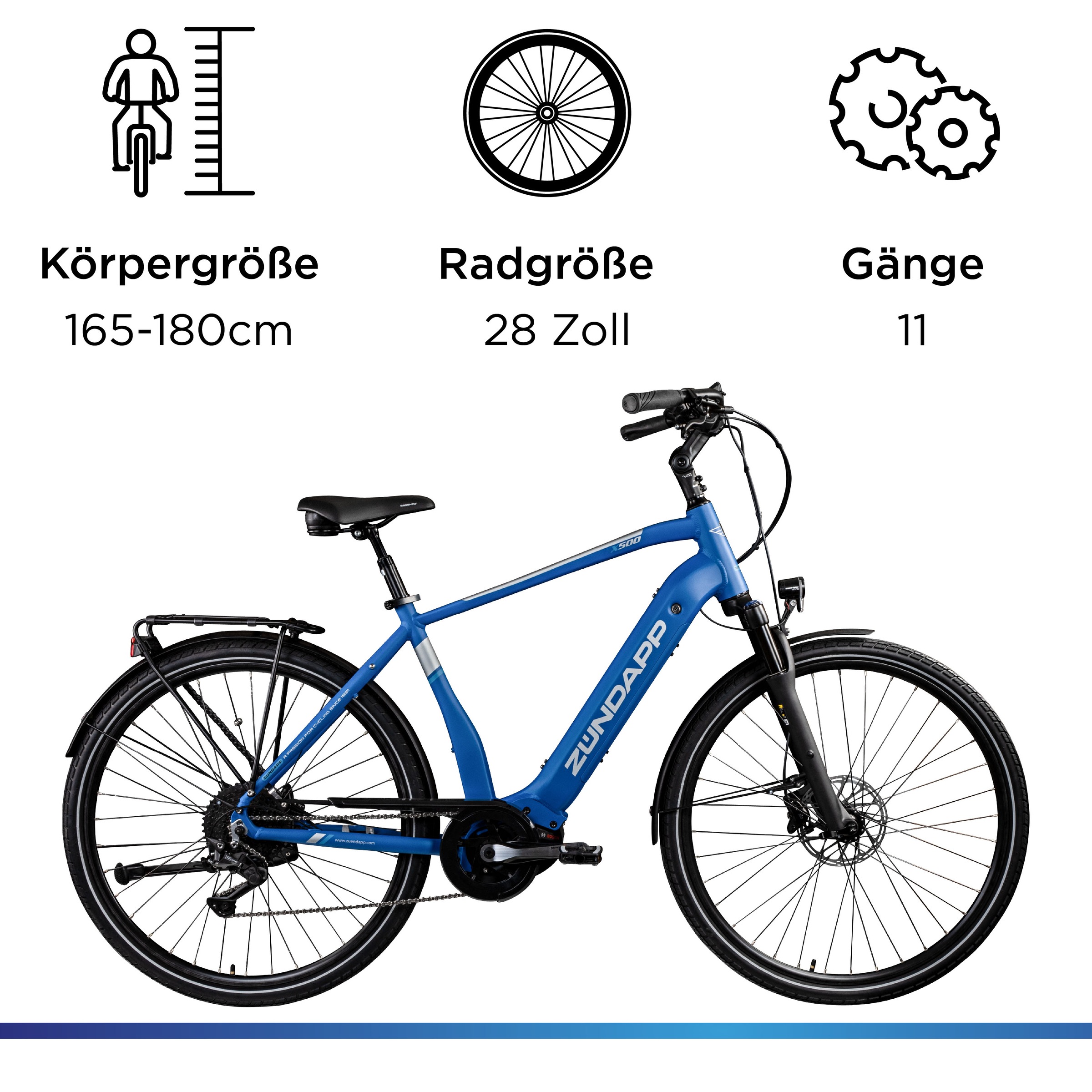 Thumbnail - Zündapp E-Bike "X500", 11 Gang, Shimano, Deore, Mittelmotor 250 W, Pedelec, Elektrofahrrad für Damen u. Herren
