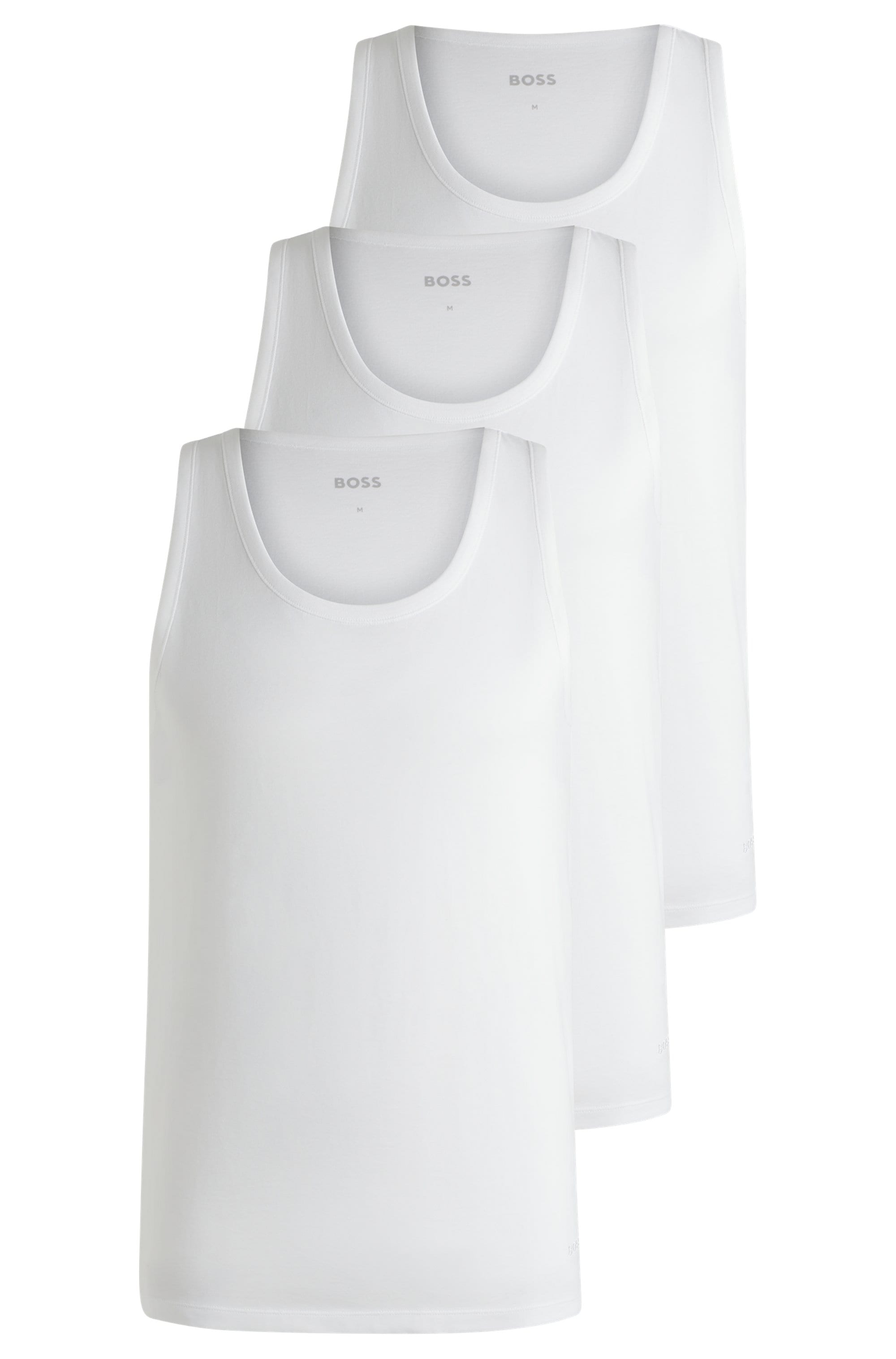 BOSS Unterhemd "Tank Top 3P CO" Packung, 3 Stk. mit Rippbündchen