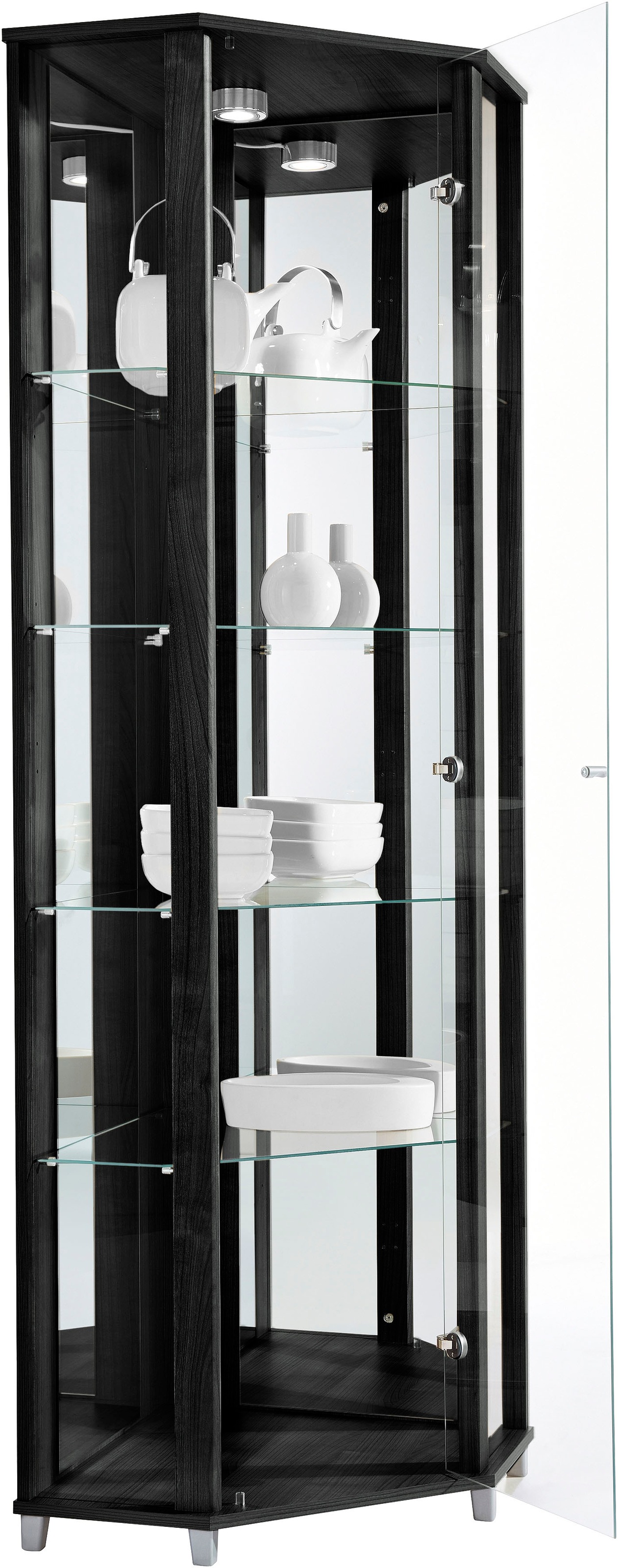 fif möbel Eckvitrine »TRIO Höhe ca. 172 cm, ink. Beleuchtung«, Eckvitrine/Glasvitrine 1x Glastür, perfekt für Sammler, Sammlervitrine