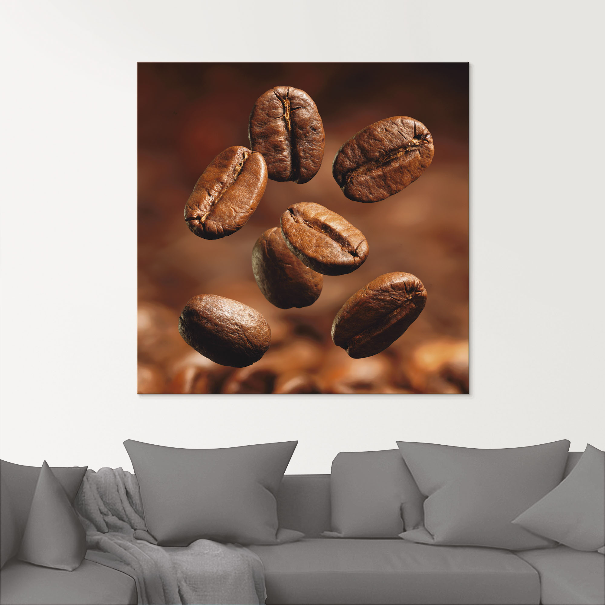 Thumbnail - Artland Glasbild "Nahaufnahme von Kaffeebohnen", Getränke, (1 St.), in verschiedenen Größen