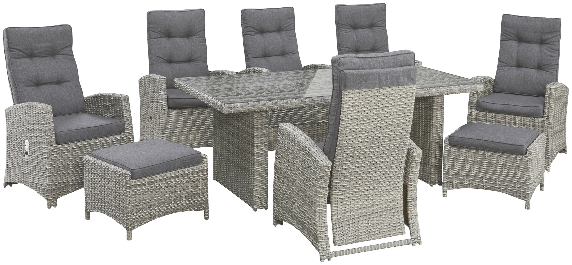 KONIFERA Garten-Essgruppe "Monaco" Set, 6x Sessel, 2x Hocker, 1x Tisch 200x günstig online kaufen