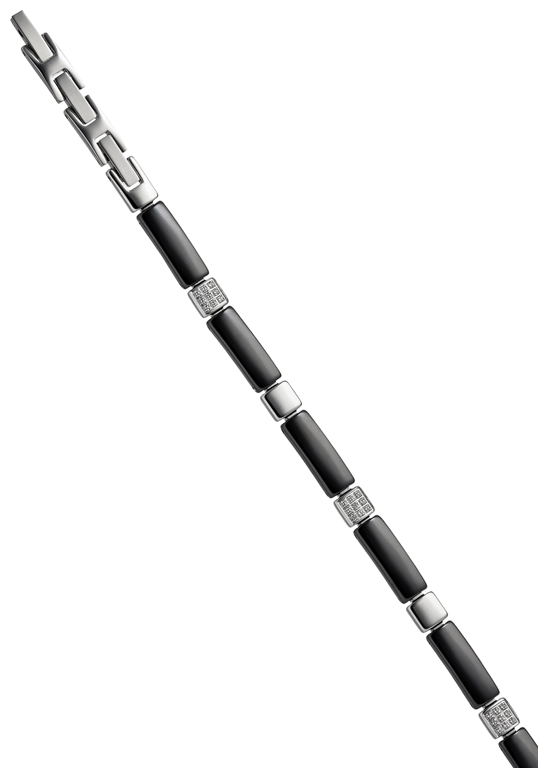 JOBO Armband »6,3 mm« Edelstahl mit Keramik und 27 Zirkonia 21 cm
