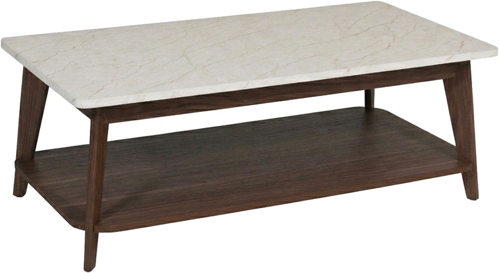 Jahnke Couchtisch "SIXTY COFFEE" Couchtisch, 2 Ebenen, Skandi, Walnuss-Optik&Marmor-Look, Breite:110 cm