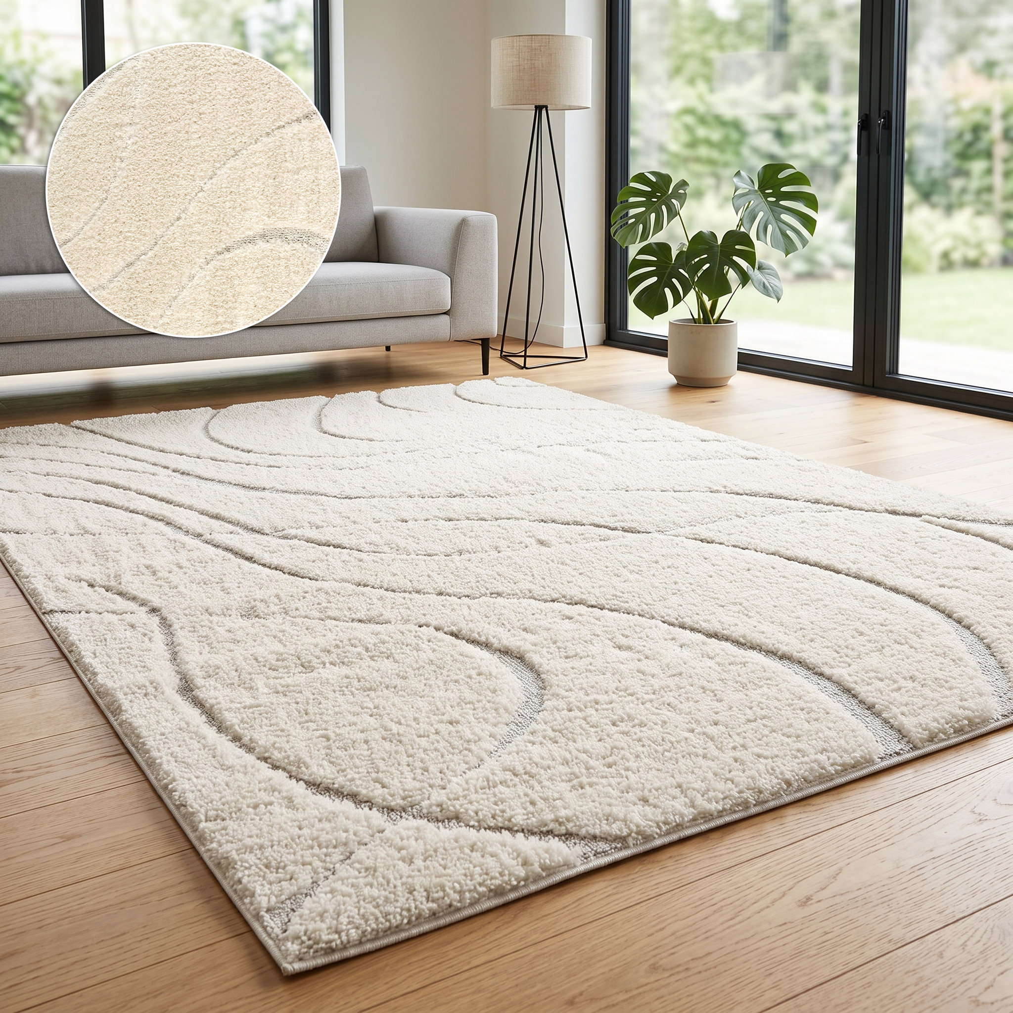 OTTO home Teppich "Lavia, Wellenmuster, Hoch-Tief" rechteckig 20 mm Höhe Linienmuster, modernes Design, 3D Optik, Designteppich, Wohnzimmer