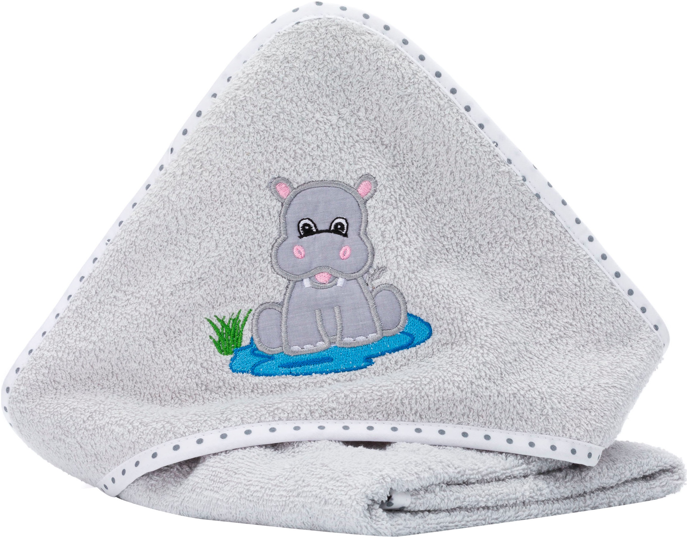 FILLIKID Baby Kapuzenhandtuch "mit Tiermotiv", grau, Baumwolle, Handtücher