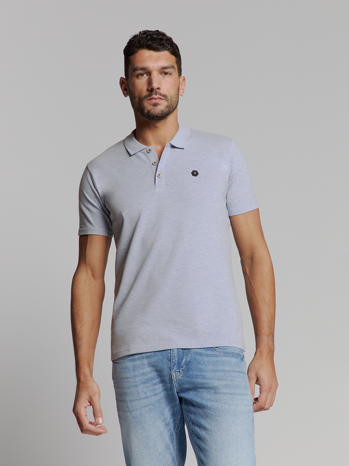 NO EXCESS Poloshirt "No Excess Poloshirt Polo Melange" günstig online kaufen