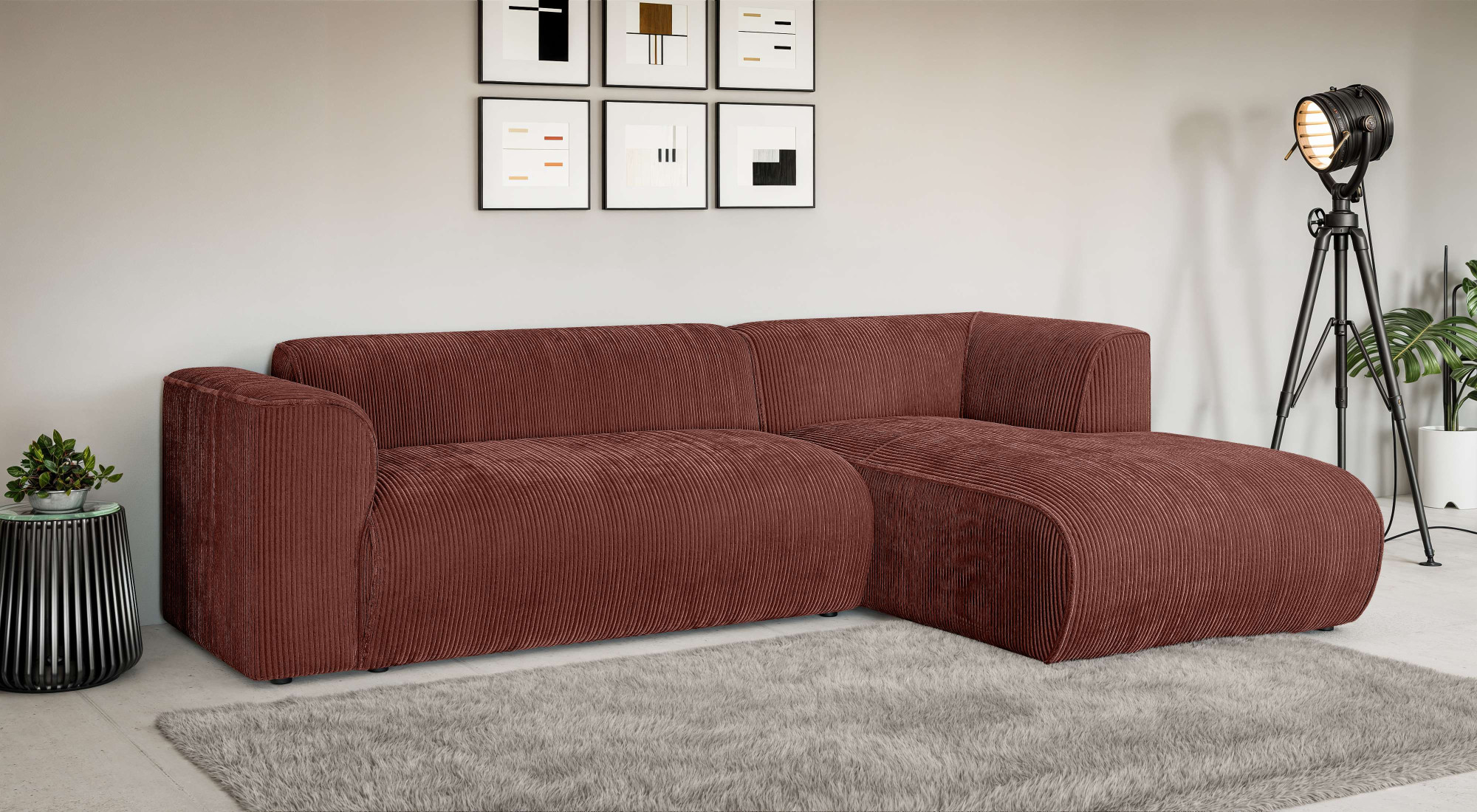Home affaire Ecksofa "GENTON L-Form (257 cm), zeitlos & stilvolles Design," Aufwendig gepolstert, in Cord, Chenille und Struktur