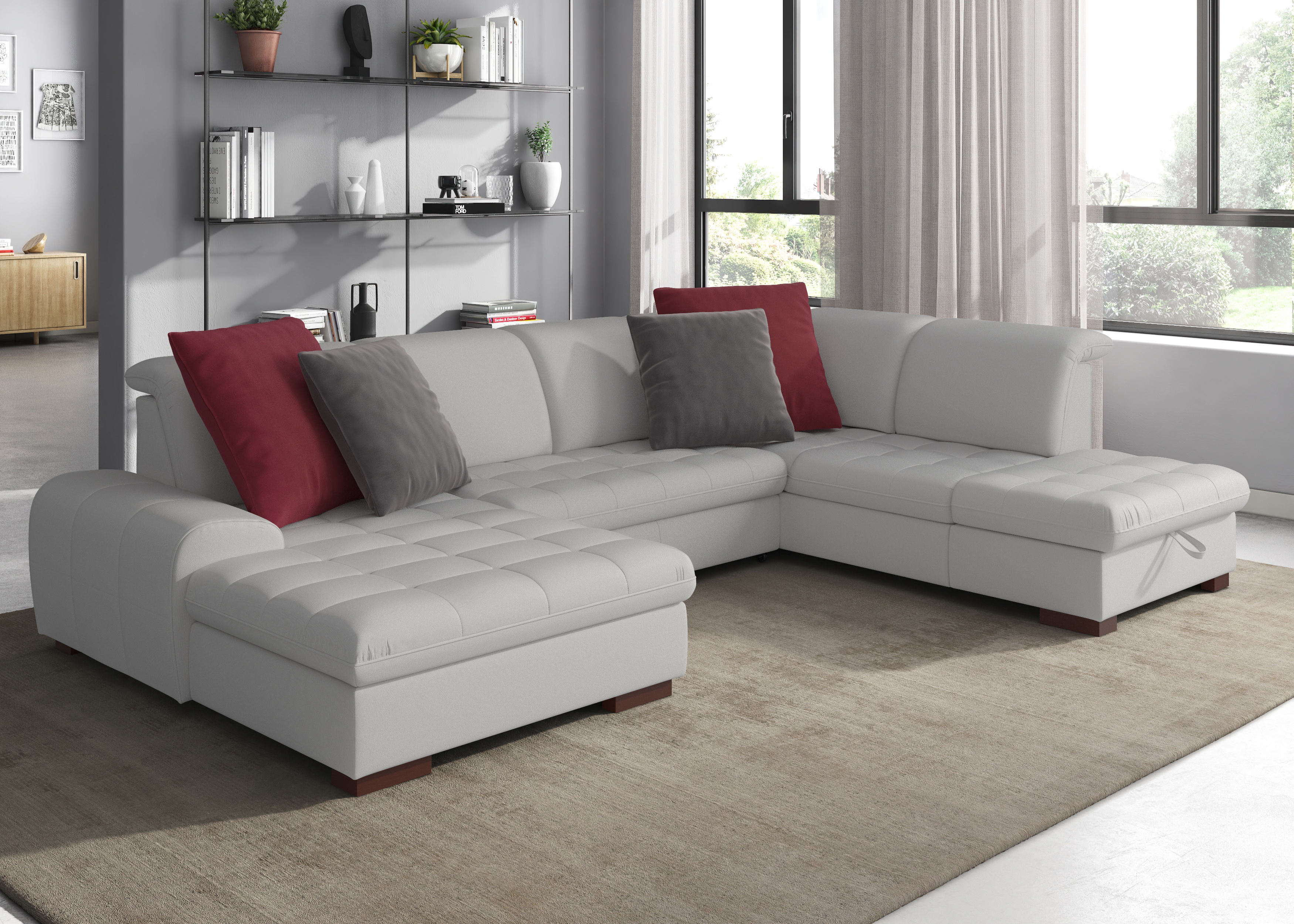 sit&more Wohnlandschaft "Luxor U-Form" wahlweise mit Schlaffunktion, Bettkasten und Kopfteilverstellung