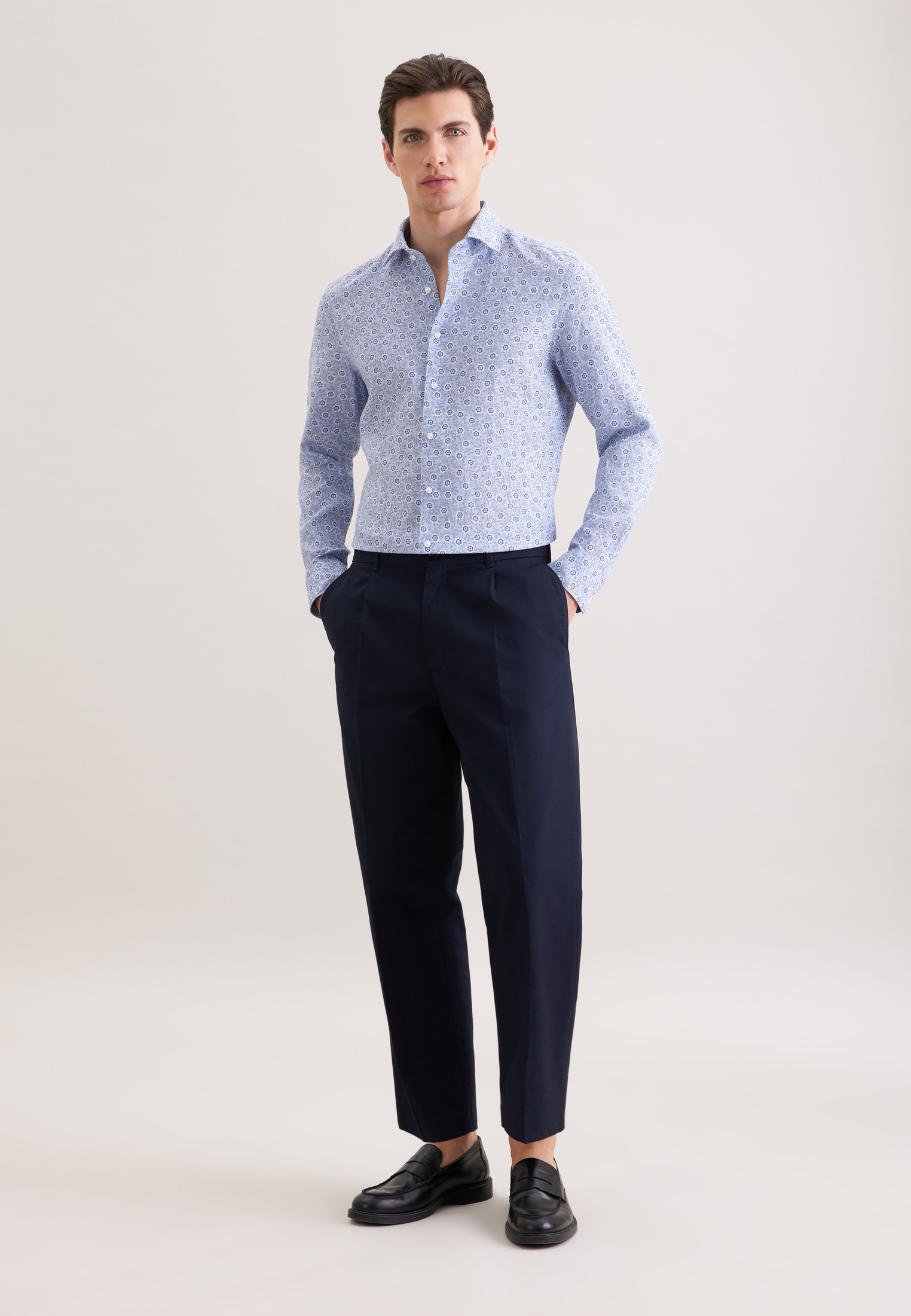 seidensticker Leinenhemd »Schwarze Rose« Slim 1/1 Kentkragen Druck