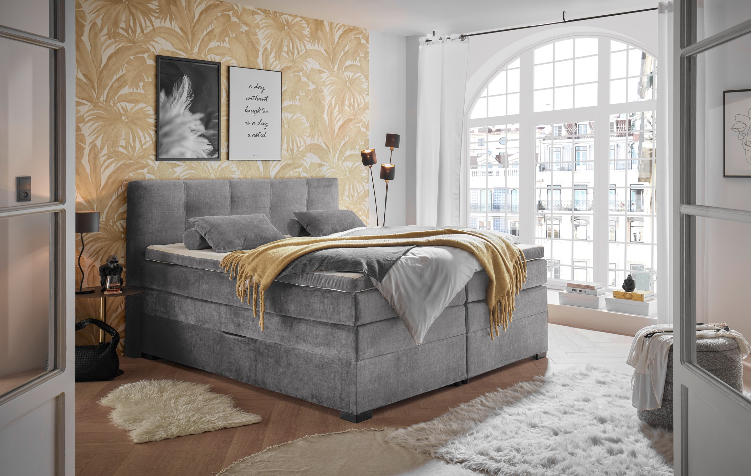ED EXCITING DESIGN Boxspringbett "Fanes mit Komforteinstiegshöhe von 73cm", günstig online kaufen