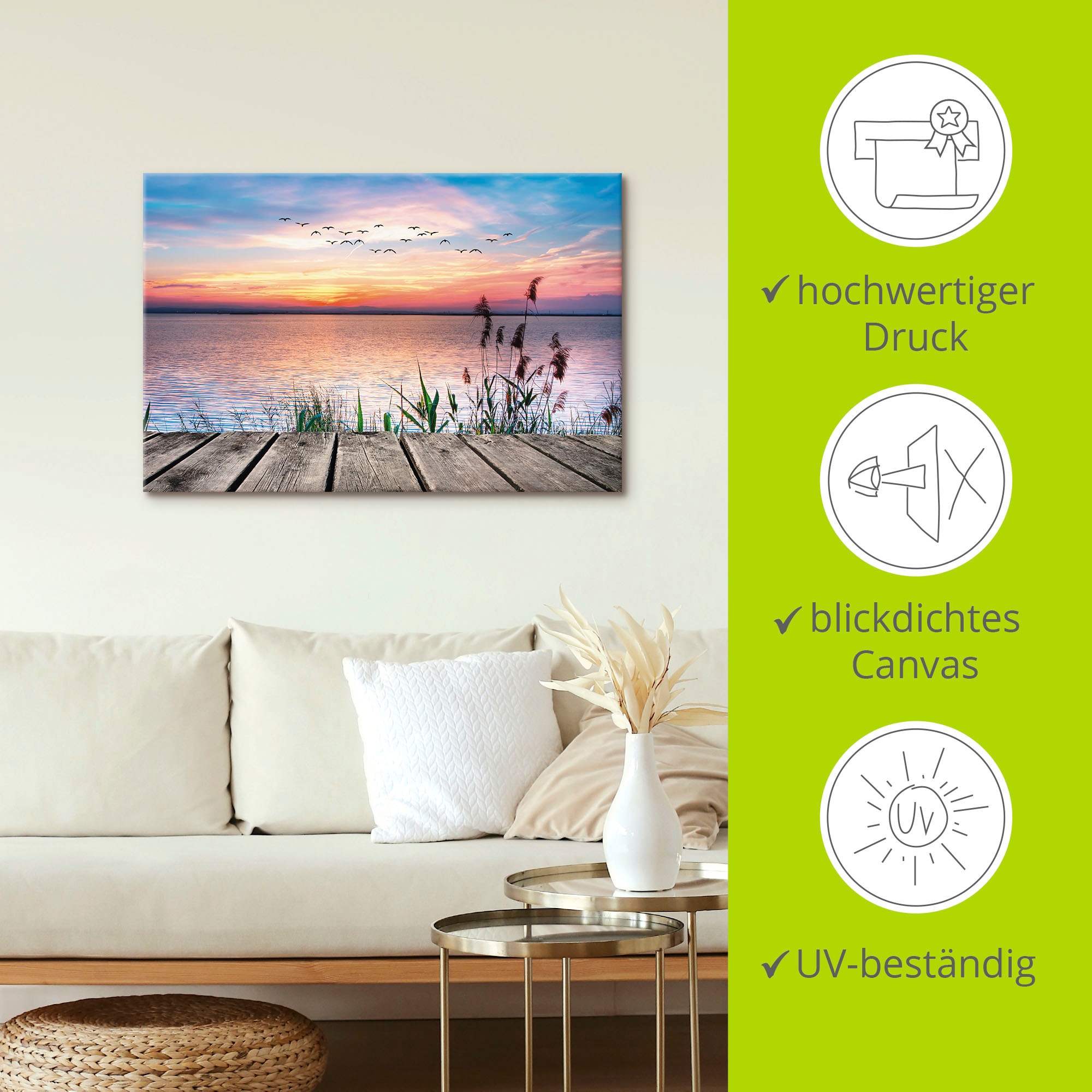Artland Wandbild »Der See in den Farben der Wolken«, Gewässer, (1 St.), als Alubild, Outdoorbild, Leinwandbild, Poster, Wandaufkleber