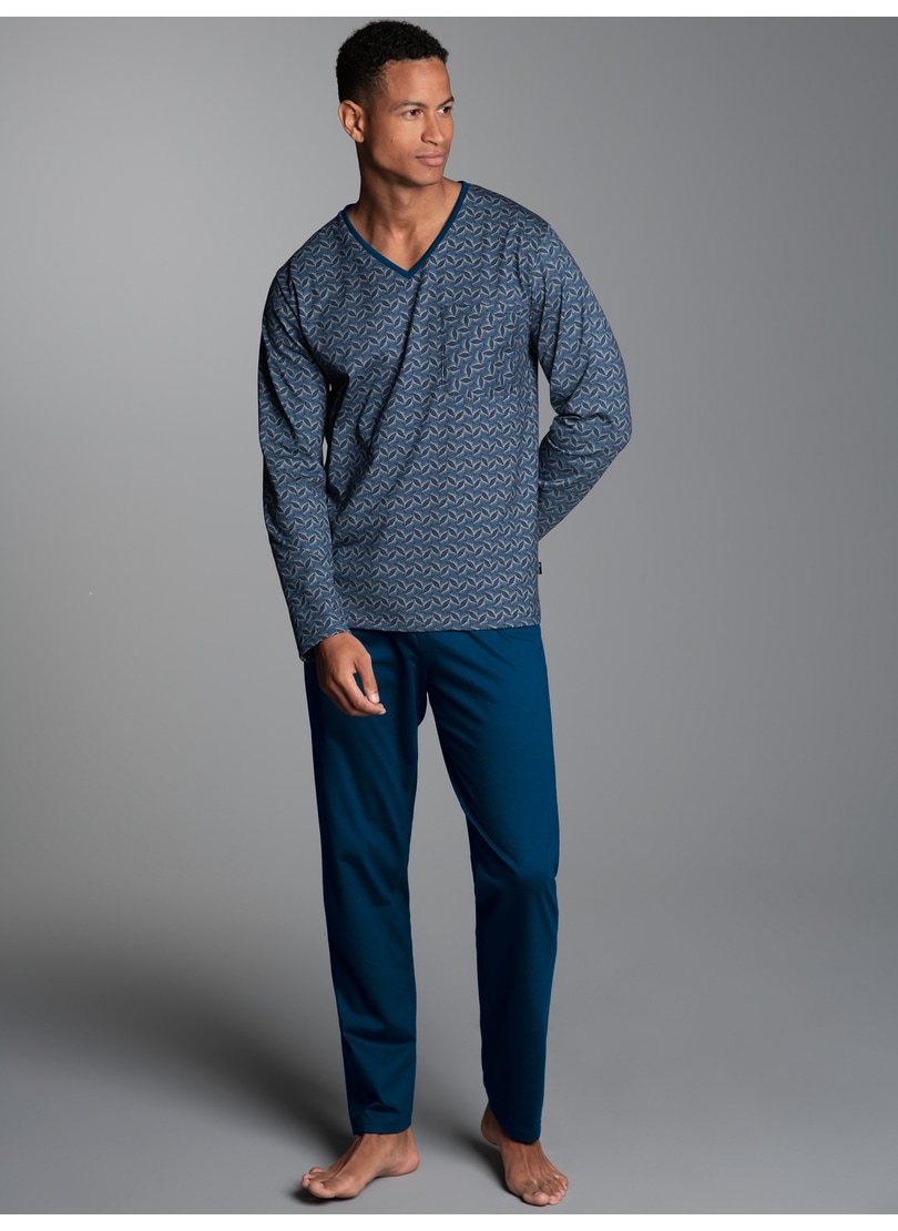 Trigema Schlafanzug "TRIGEMA Pyjama mit Allover Blatt-Print" 1 tlg. günstig online kaufen