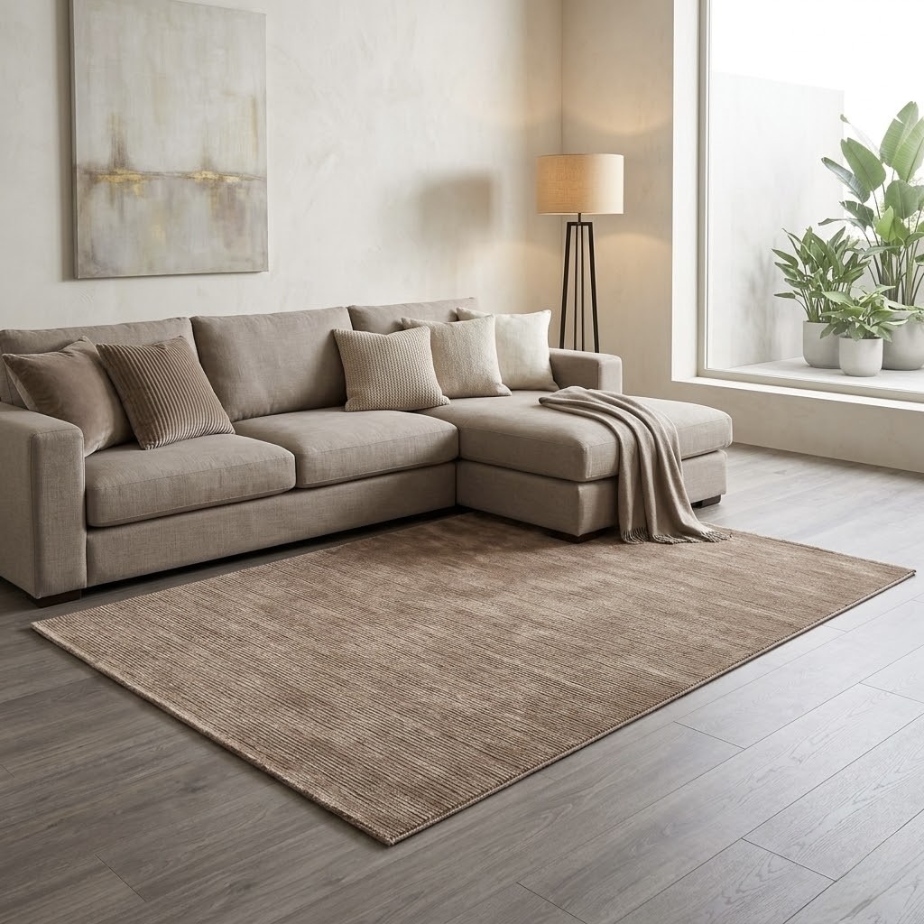 Sehrazat Teppich "LIMA, auch als Läufer und in RUnd" rechteckig 10 mm Höhe Kurzflor, Linienstruktur, leichter Glanz, Wohnzimmer
