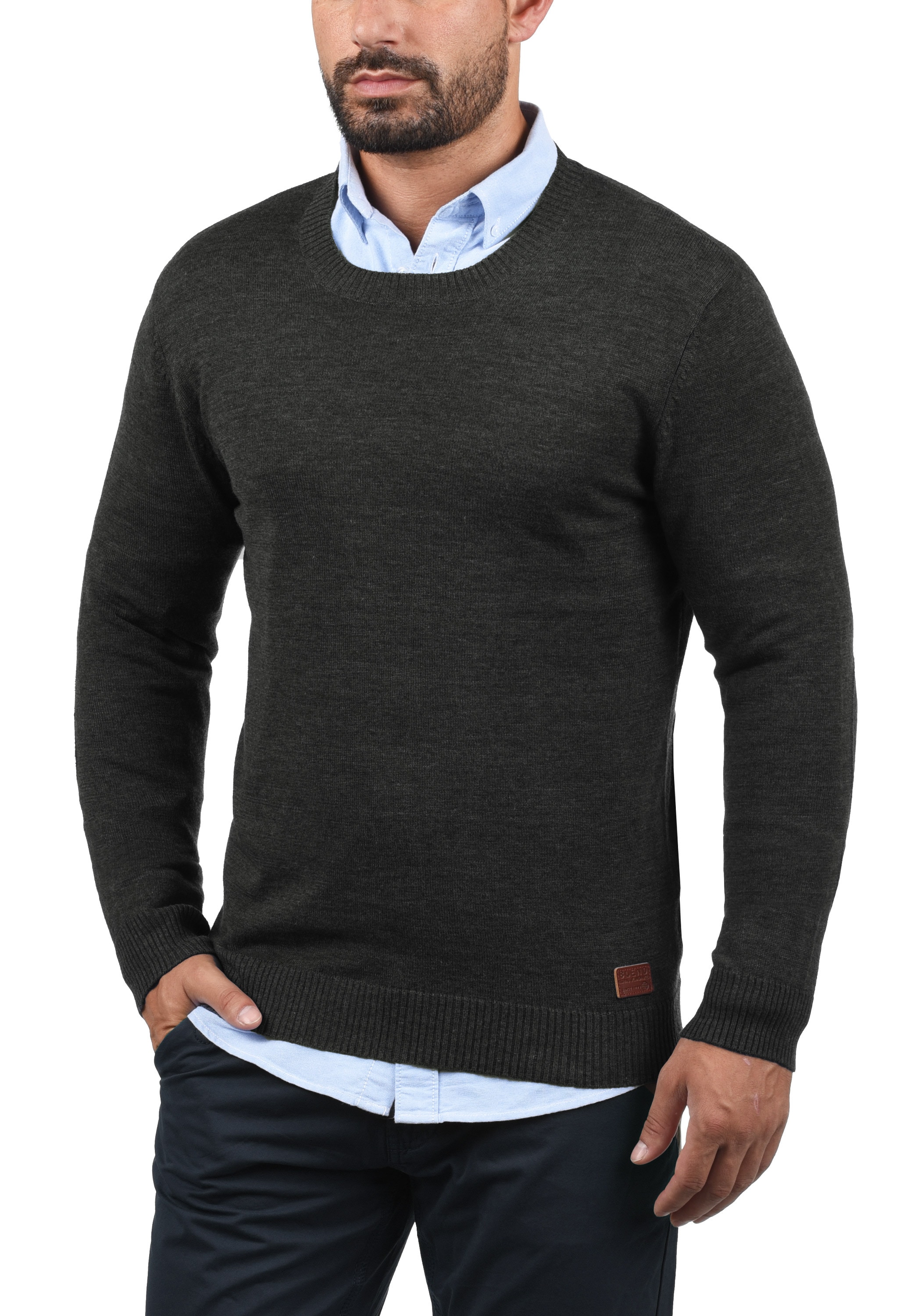 Blend Strickpullover »BHLars« Strickpullover mit aufgestickten Ellenbogenpatches