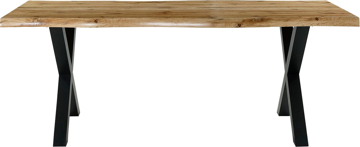 Jockenhöfer Gruppe Esstisch »Marlon«, geschwungene Baumkantenoptik und schwarzes  Untergestell | BAUR | Esstische