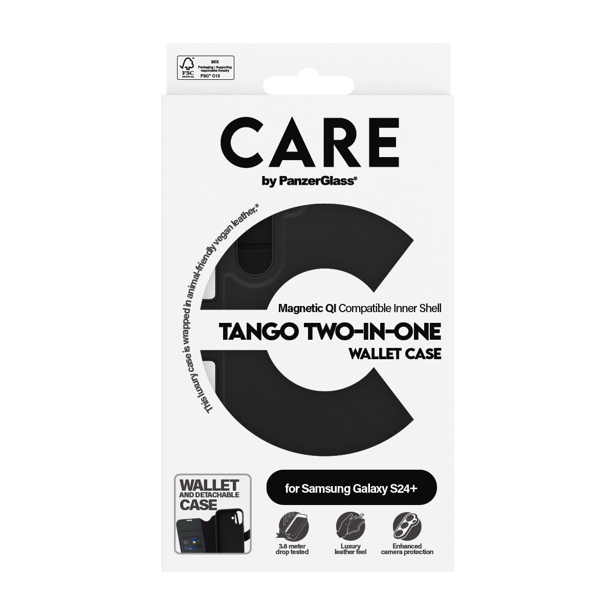CARE by PanzerGlass Handyhülle »Magnetic Compatible Tango 2-in-1 Wallet Case für Samsung Galaxy S24+«, Backcover, Schutzhülle, Handyschutzhülle, Case, Schutzcase, stoßfest