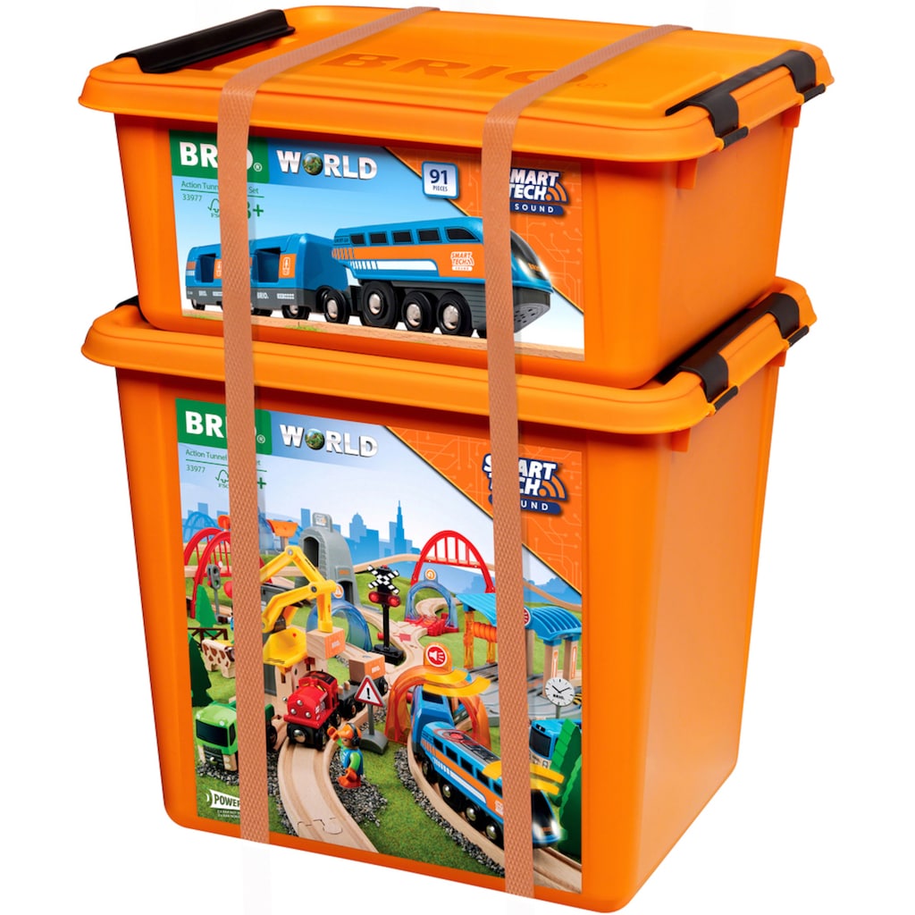 BRIO® Spielzeug-Eisenbahn »BRIO® WORLD, Smart Tech Sound Deluxe Set«, (Set, 91 tlg.), mit Soundeffekten, app-fähig; FSC® - schützt Wald - weltweit