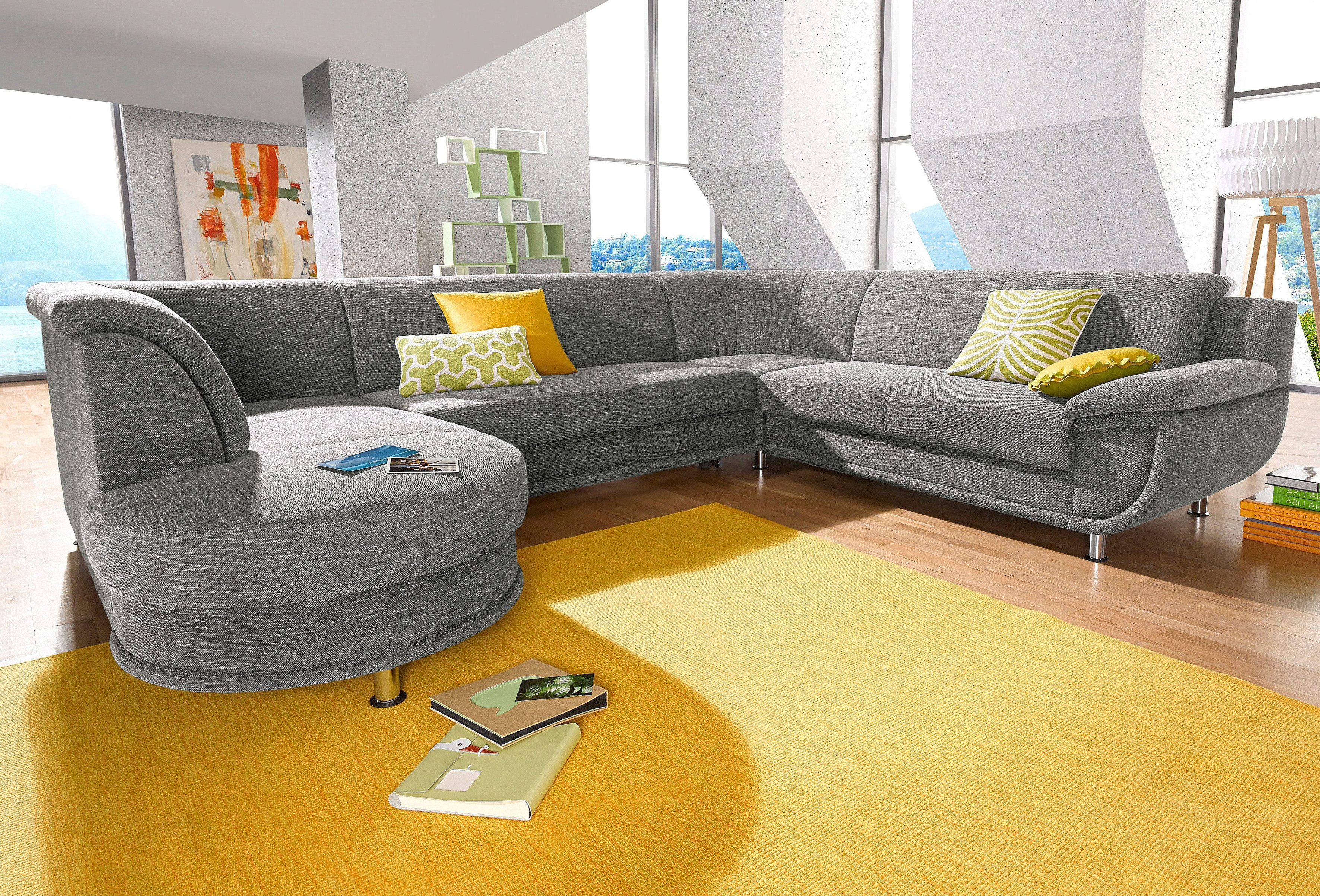 TRENDMANUFAKTUR Wohnlandschaft "Rondo, wahlweine mit Federkern, Breite 320cm, U-Form" mit Schaumstoffpolsterung, mit Bettfunktion