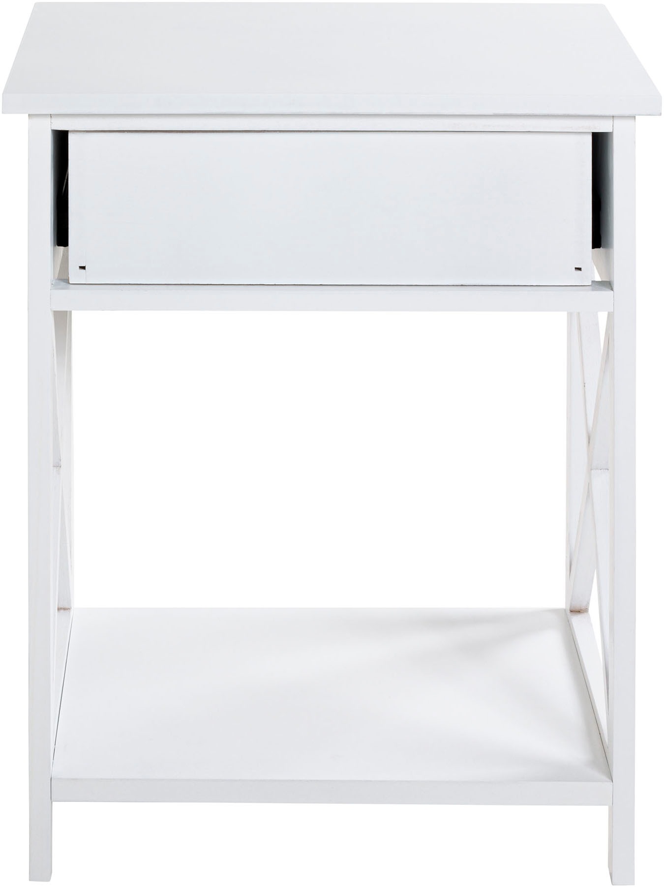 HAKU Beistelltisch »Nachtkonsole, Sofatisch, Wohnzimmertisch« 1 Stk. tlg. rechteckig - aus Massivholz Weiß B/T/H 46/35/60 cm