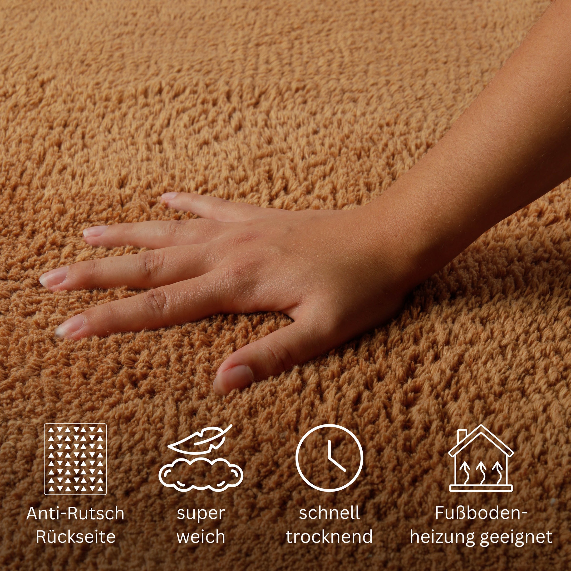 Thumbnail - OTTO home Badematte "Meellor" Höhe 20 mm Badteppich, getuftet, modern, Uni, antirutsch, flauschig, Baumwolle