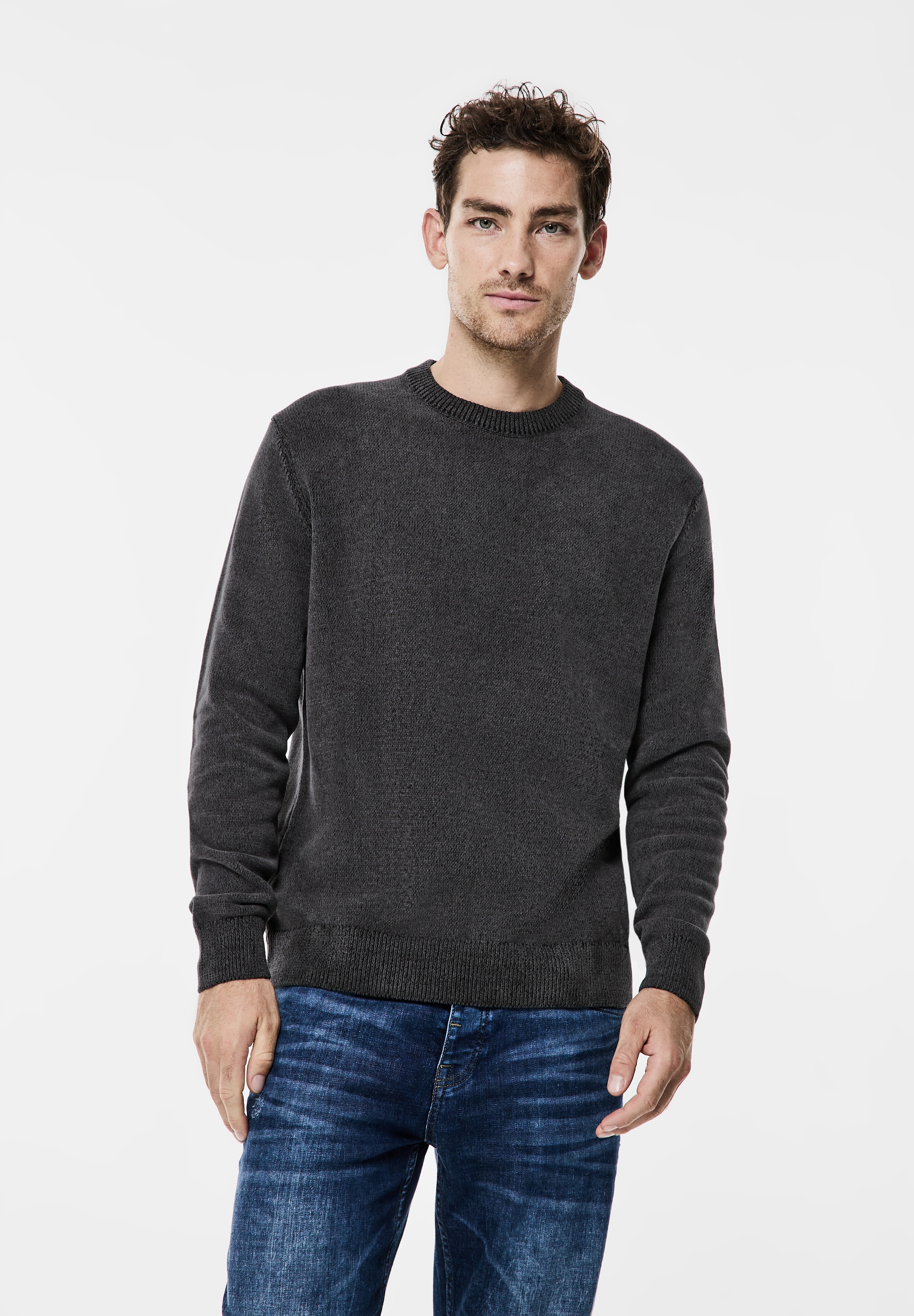 STREET ONE MEN Strickpullover, mit Rundhalsausschnitt