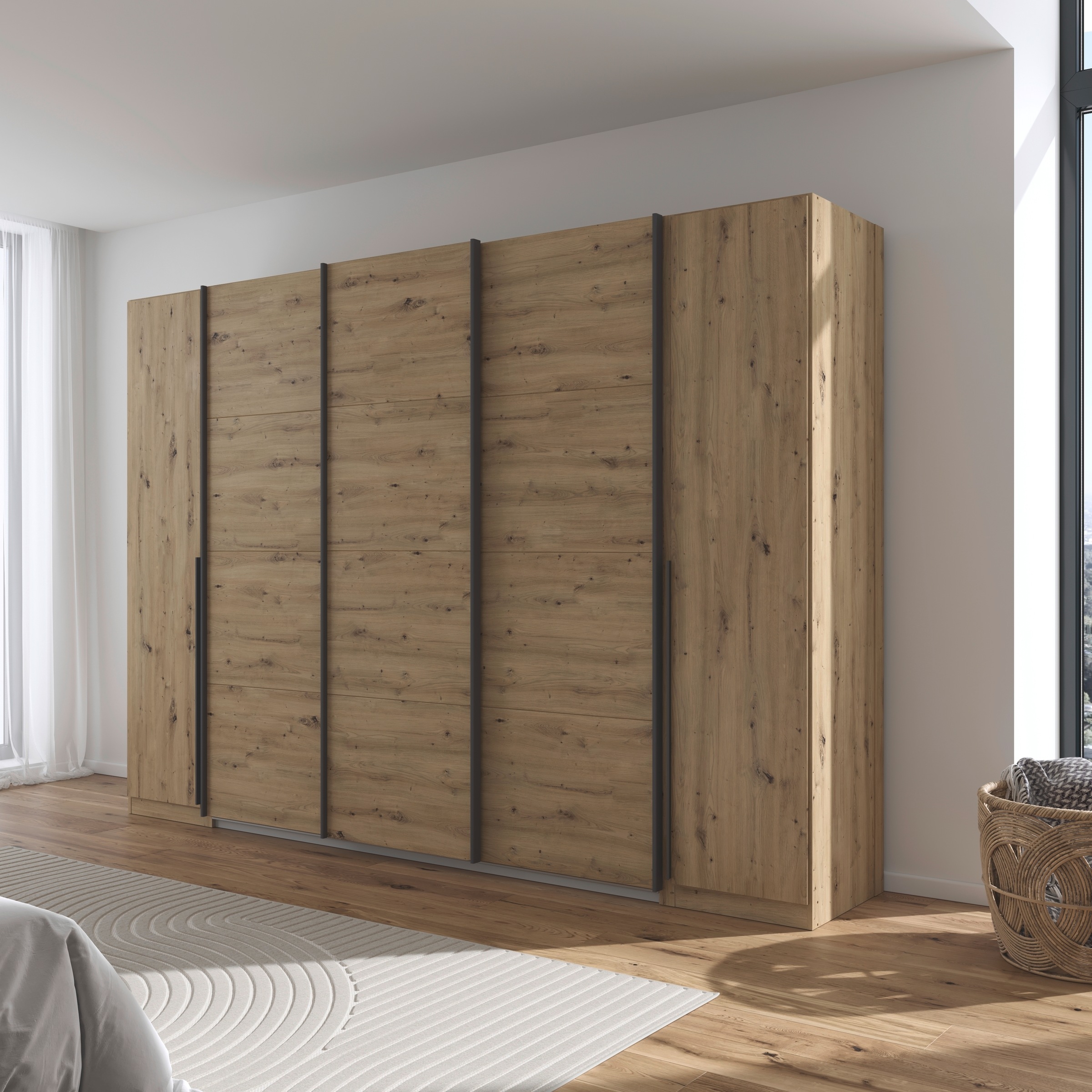 rauch Schwebetürenschrank »Agordo«, (im angesagten Mix aus Dreh- und Schwebetüren), optional mit Spiegel und zwei Griff-Farben MADE IN GERMANY