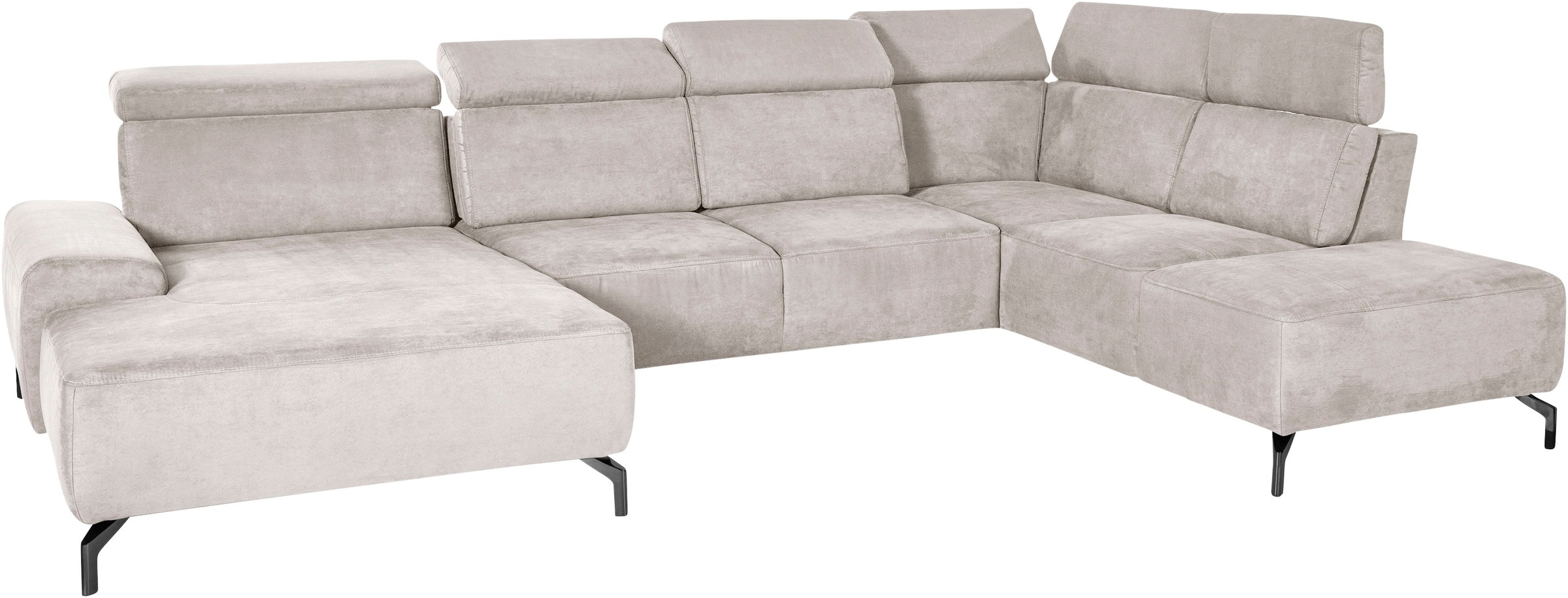 sit&more Wohnlandschaft »Gizeh U-Form«, 15 cm Fußhöhe, inklusive Sitztiefenverstellung und Kopfteilverstellung