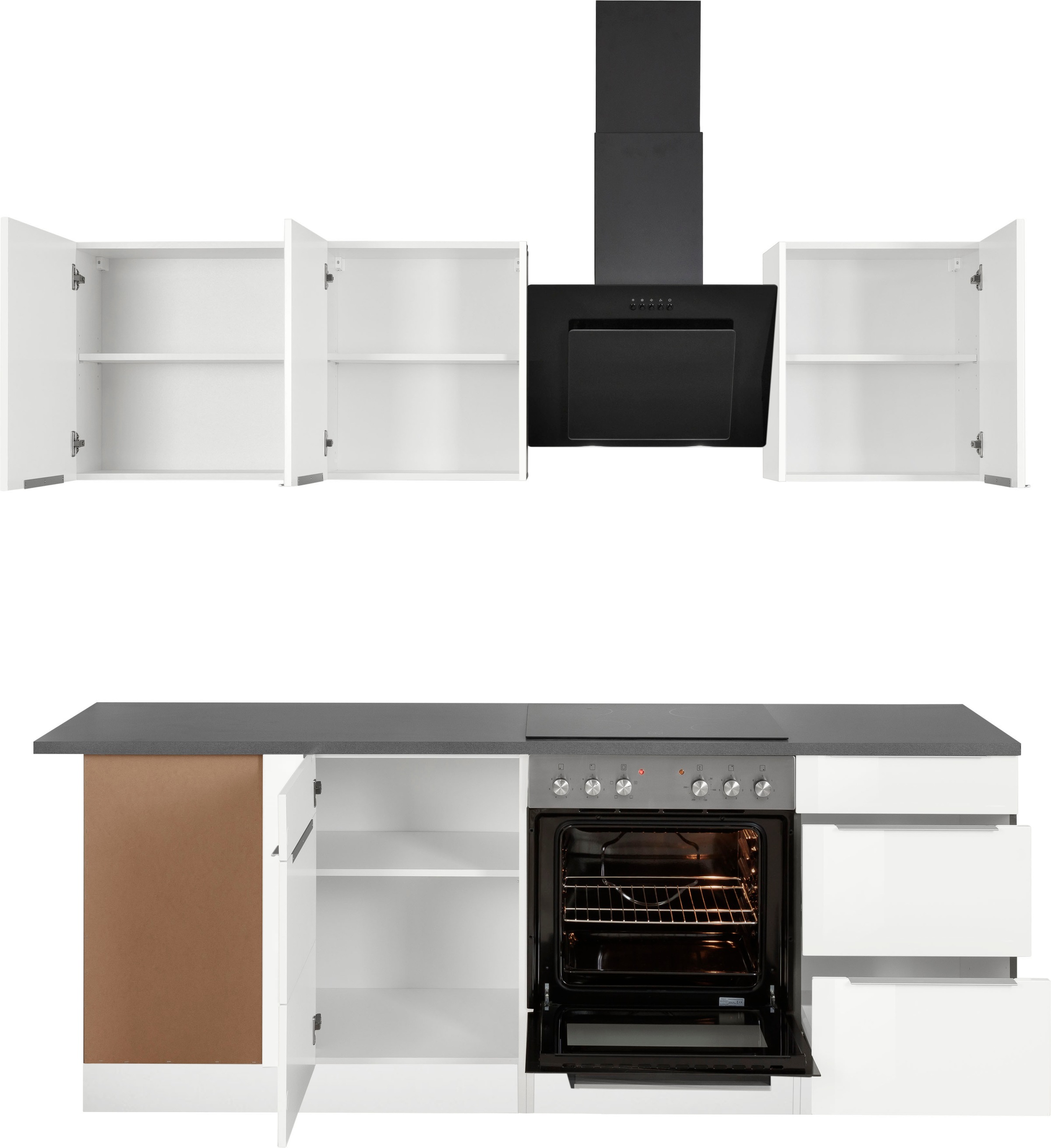 KOCHSTATION Winkelküche »KS-Brindisi«, Stellbreite 220/220 cm, wahlweise mit E-Geräten, mit MDF-Fronten