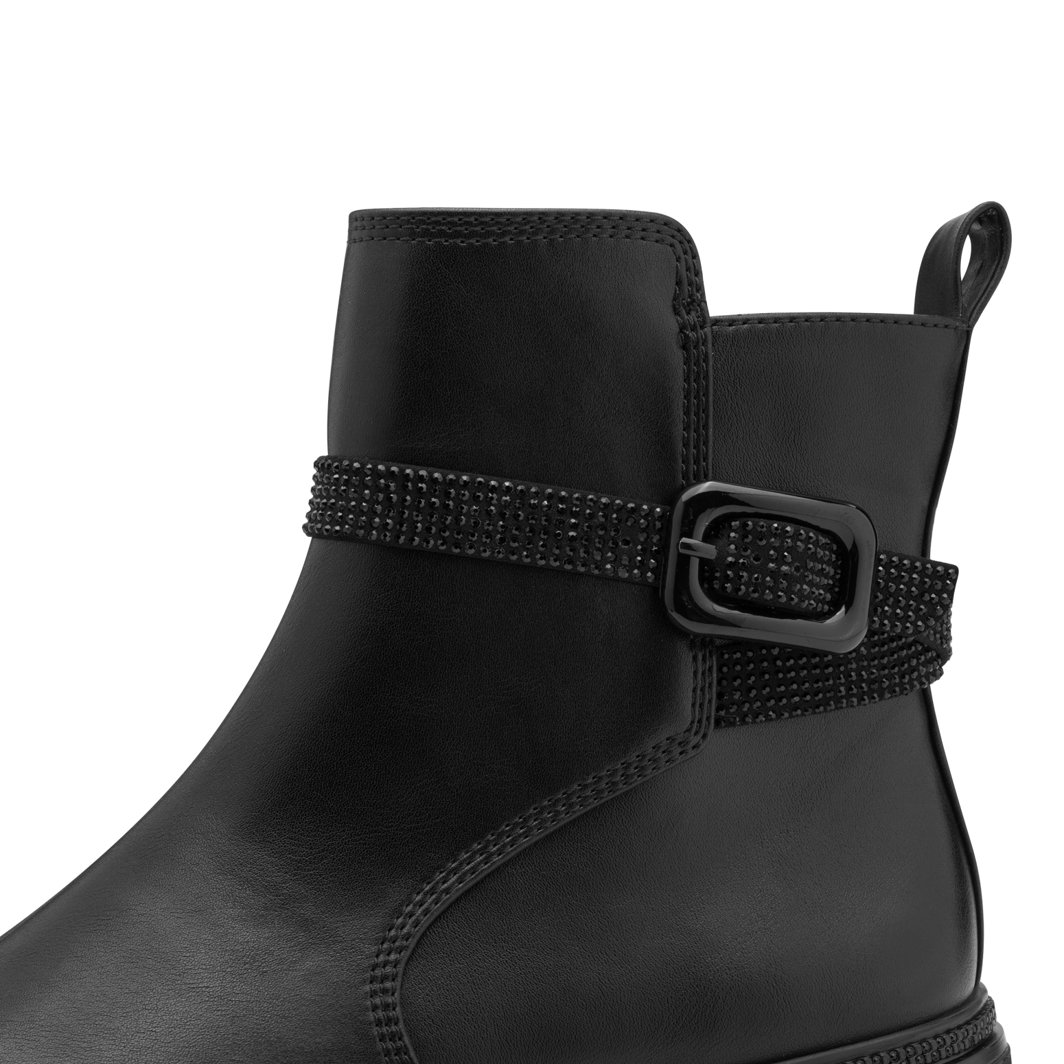 MARCO TOZZI Stiefelette, Blockabsatz, Bikerboots, Zierschnalle mit Strasssteinen besetzt