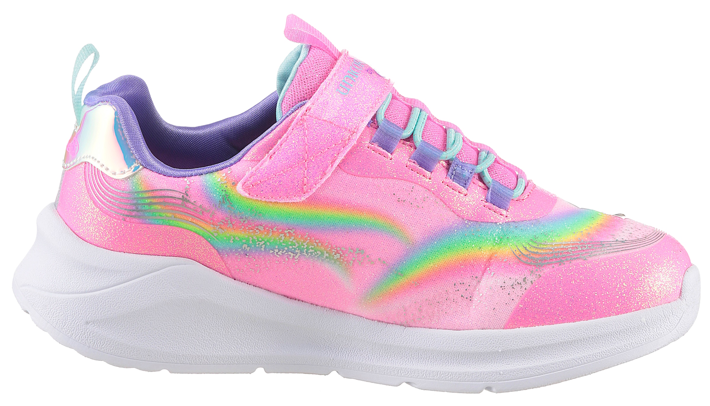 Skechers Kids Sneaker »UNICORN CHASER«, Glitzer,-Blinkschuh zum Schlupfen, Größenschablone zum Download