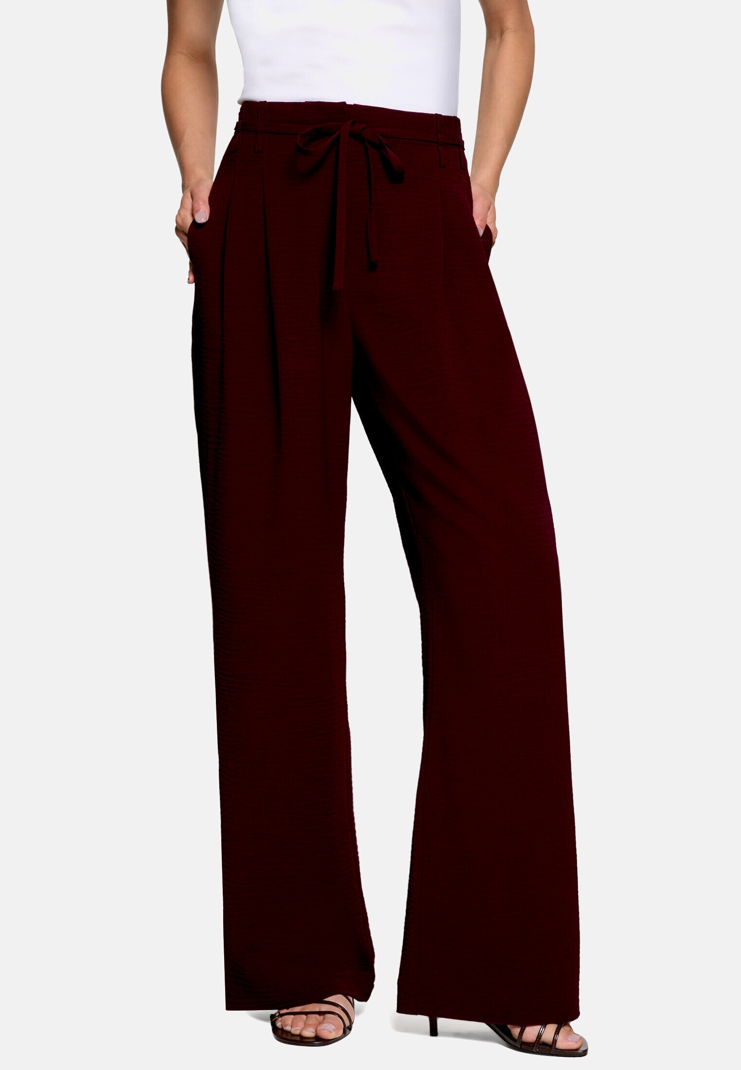 Zero Stoffhose »Damen fit Hose mit Bindegürtel«  Material