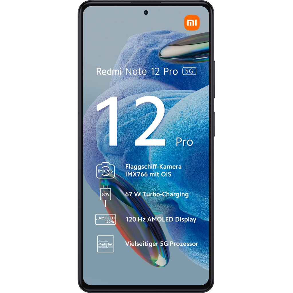 Xiaomi Smartphone »Redmi Note 12 Pro 5G 6GB+128GB«, Schwarz, 16,94 cm/6,67 Zoll, 128 GB Speicherplatz, 50 MP Kamera