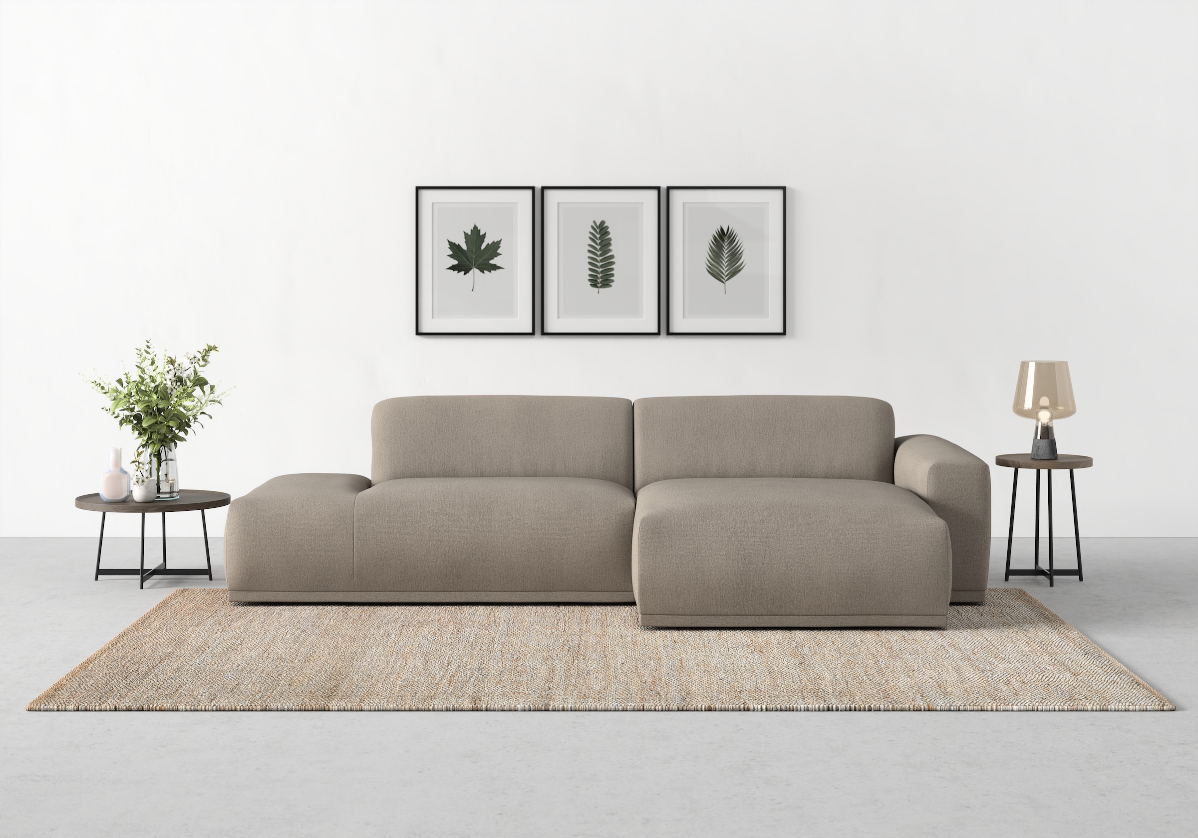 TRENDMANUFAKTUR Ecksofa "Braga, mit hochwertigem Kaltschaum, L-Form, Japandi-Design" modernes Sofa, Couch mit hohem Sitzkomfort, 275/72/160 cm (B/H/T)