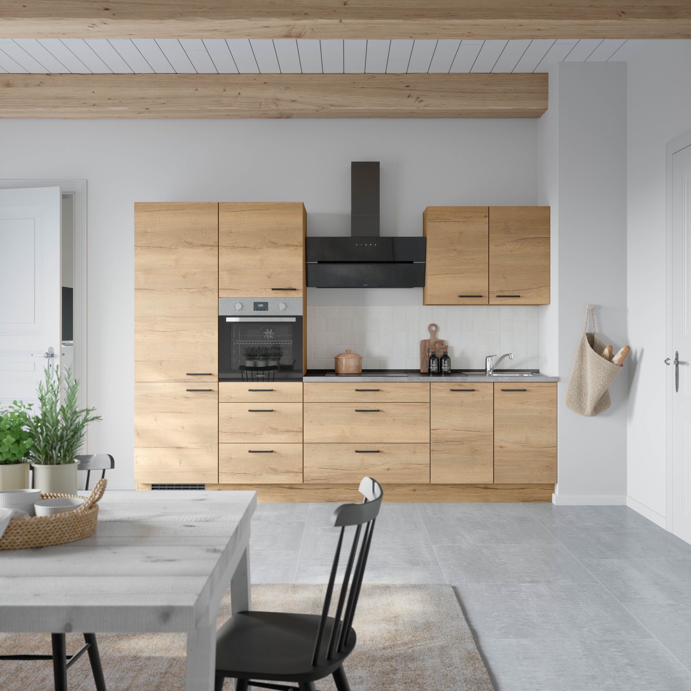 nobilia® Küchenzeile »"Structura II"«, vormontiert, Ausrichtung wählbar, Breite 300 cm, wahlw. mit E-Geräten