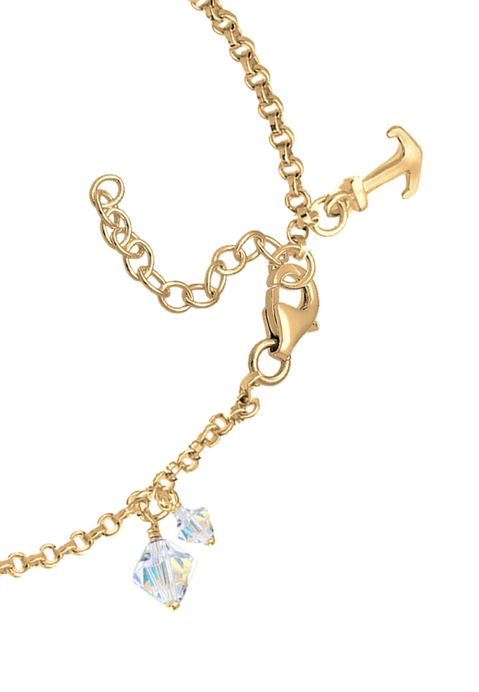 Elli Bettelarmband »Kreuz Herz Anker Kristalle Silber«