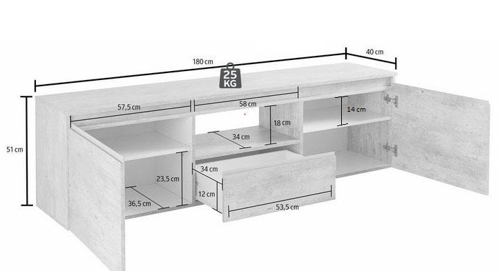 INOSIGN Lowboard »Magic,Lowboard,TV-Kommode,TV-Möbel,TV-Bank«, mit 2 Türen, 1 Schubkasten, 1 offenen Ablegefach B/T/H 180x40x51,5 cm