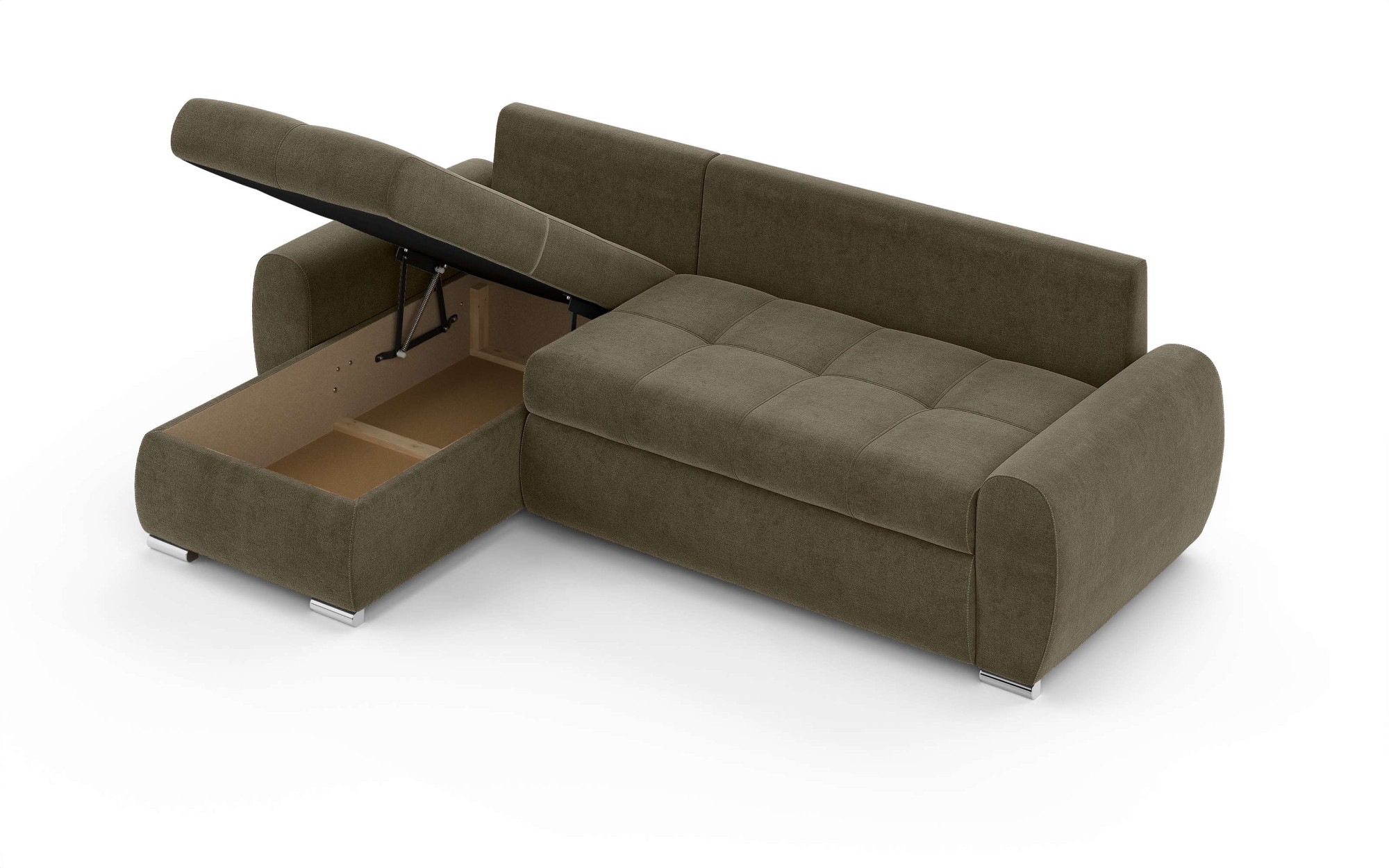 INOSIGN Ecksofa »HAVERHILL Schlafsofa mit Bettkasten, Maße B/H/T: 237/89/166 cm«, L-Form mit Recamiere links oder rechts bestellbar, Wellenunterfederung