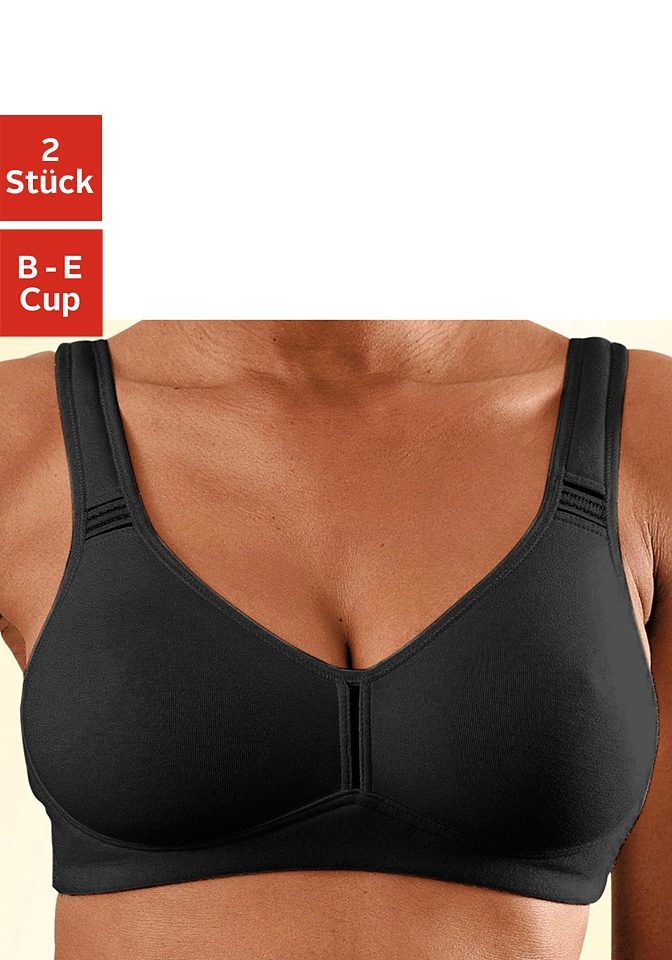 petite fleur by Lascana T-Shirt-BH ", BH ohne Bügel, Baumwoll-BH, Soft-BH" Packung, mit breiten Trägern, große Größen, bequemer BH