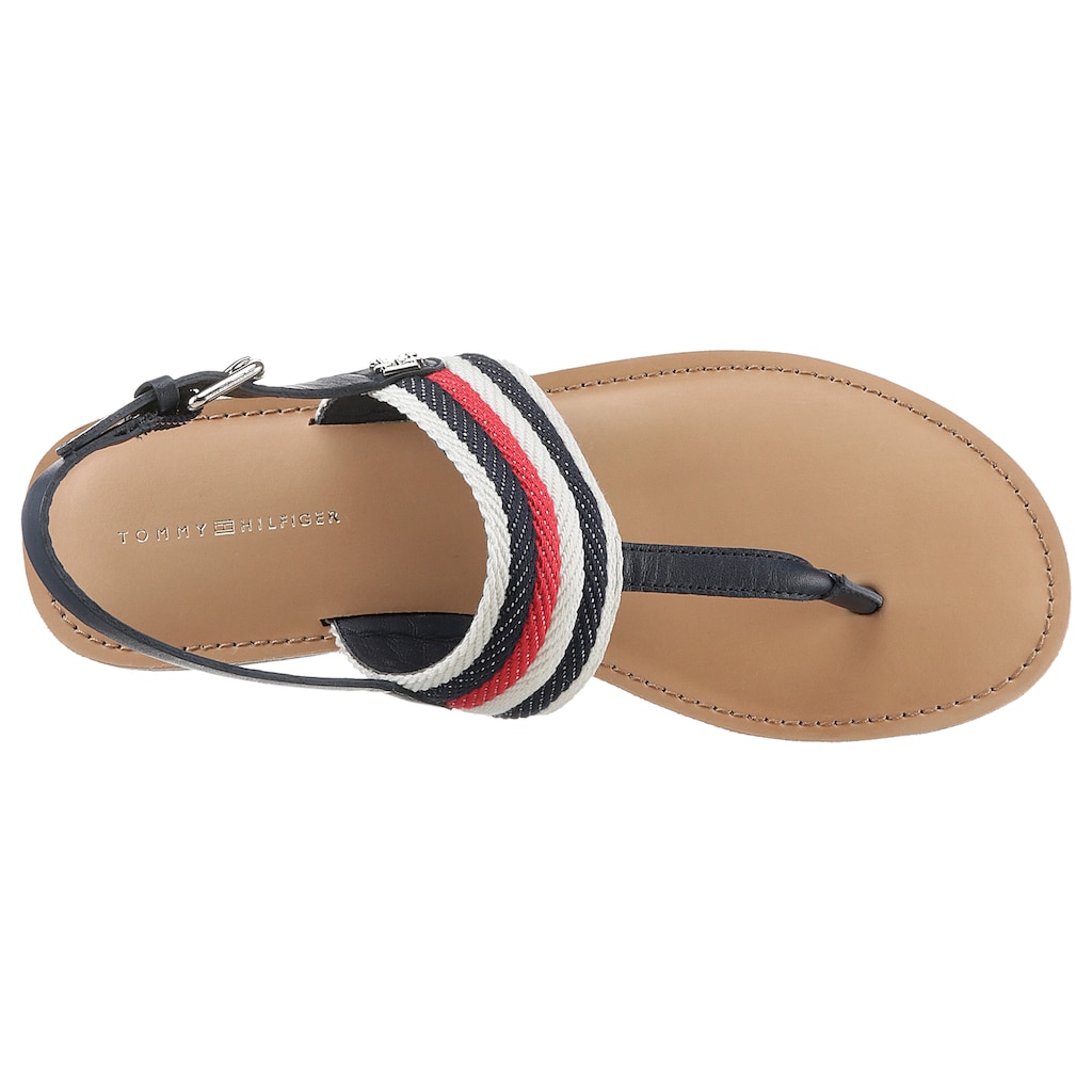 Tommy Hilfiger Riemchensandale »FLAT SANDAL CORPORATE«, mit Streifen in Tommy Farben