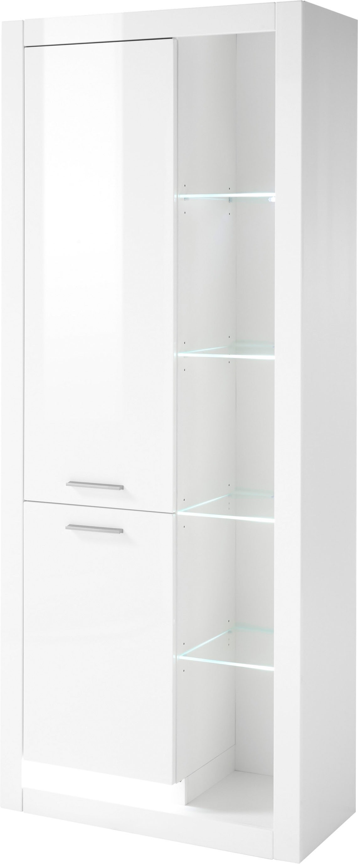 Vitrine HOME AFFAIRE, B:80cm H:196cm T:37cm, weiß, FSC-zertifizierter Holzwerkstoff, Wohnzimmer, Schränke, "MERAN", Höhe ca. 196 cm