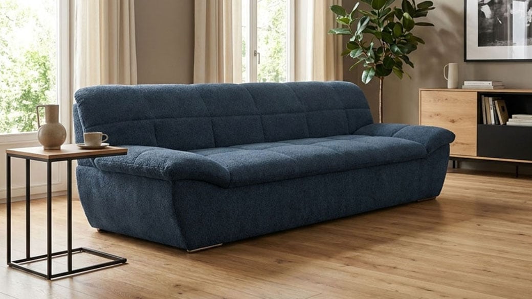OTTO home 3-Sitzer "Salltum 232 cm breit, formschön, komfortabel" mit Ziernähen in Rücken und im Sitz, pflegeleichter Bezug