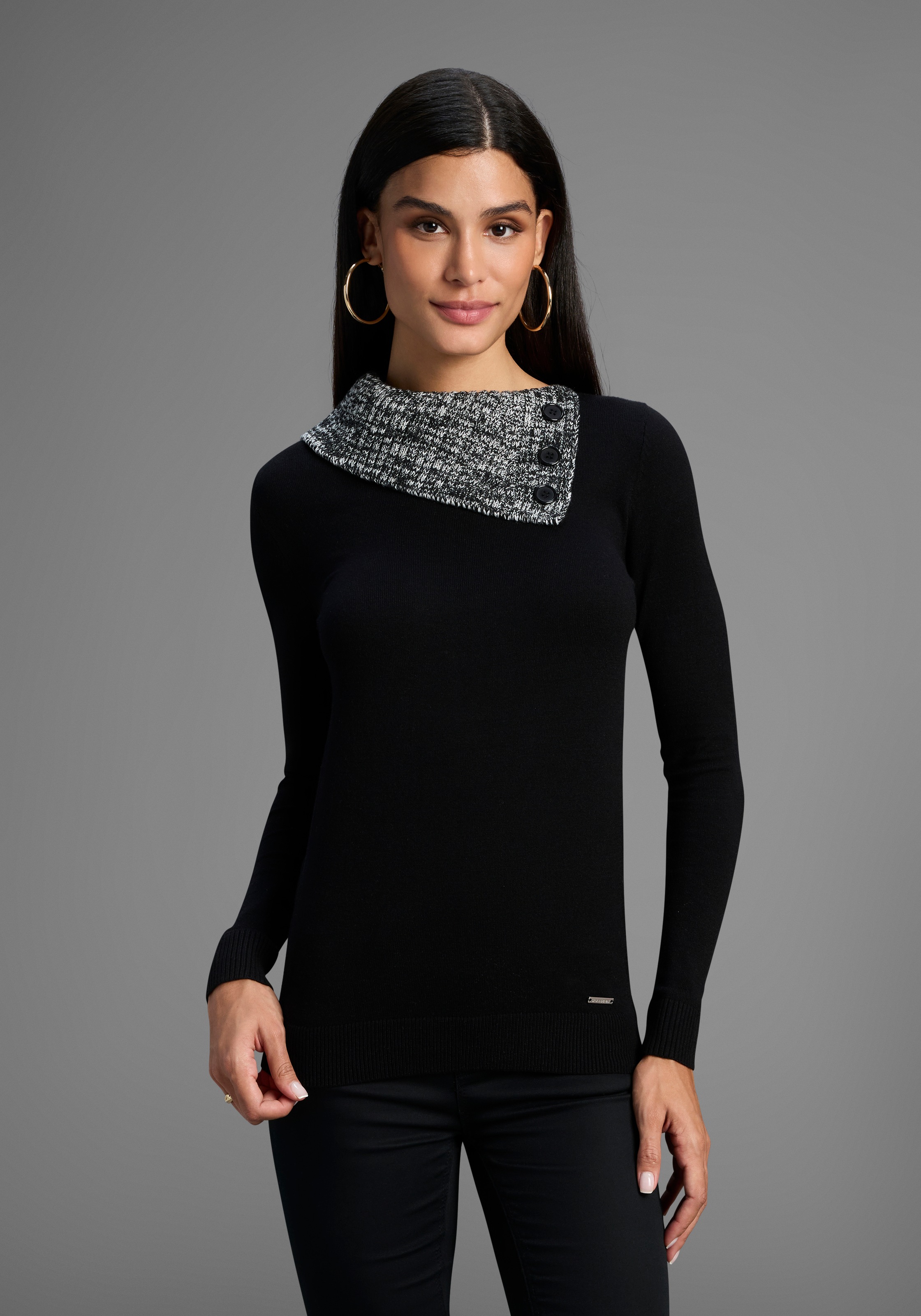 Bruno Banani Strickpullover, mit offenem Rollkragen - NEUE KOLLEKTION günstig online kaufen