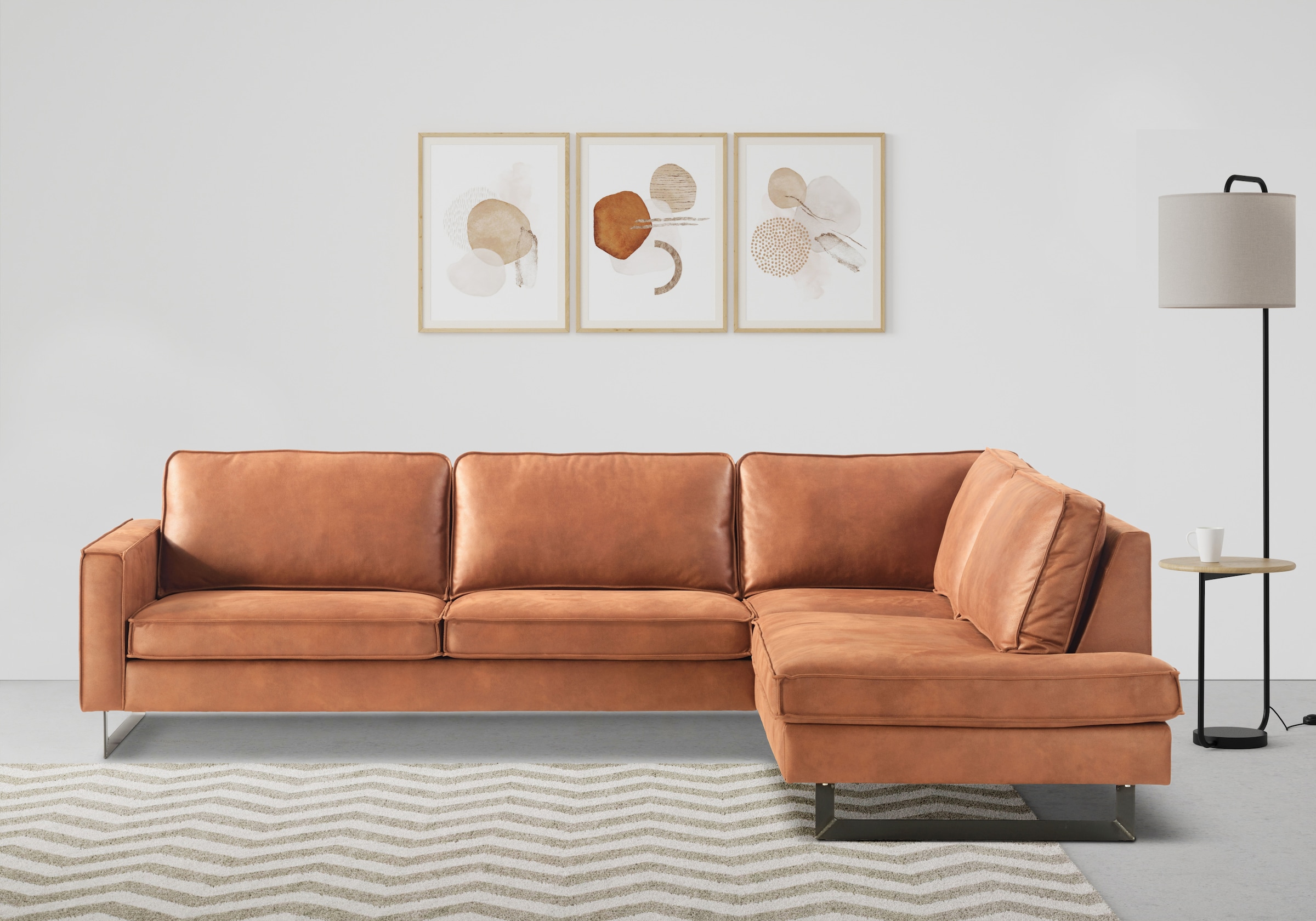 Places of Style Ecksofa "Pinto, 290 cm, Cord, Chenille, Lederoptik, Ottoman günstig online kaufen