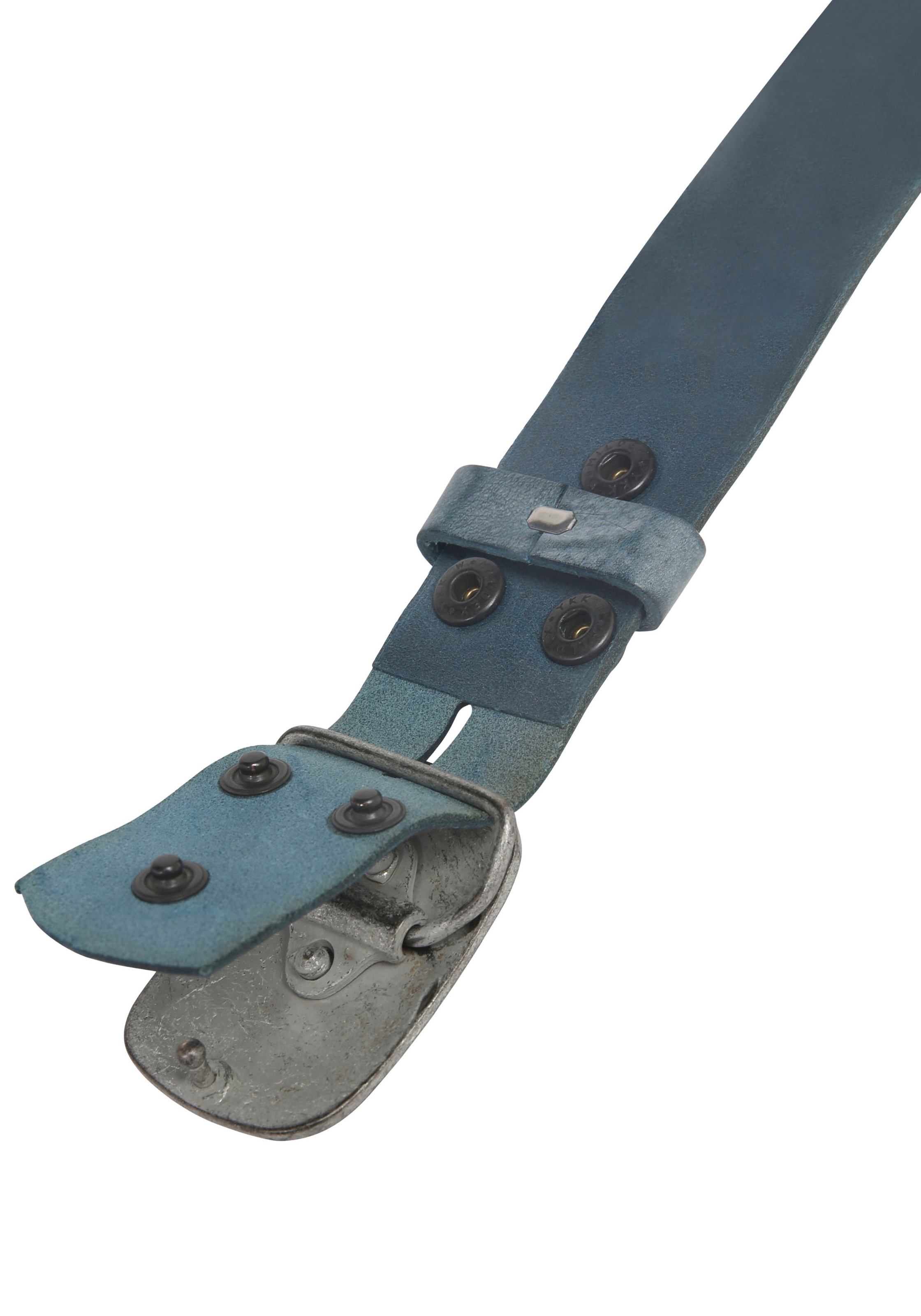 Ledergürtel RETTUNGSRING GÜRTEL, Damen, Gr. 120, blau (jeansblau), Leder, unifarben, Gürtel Ledergürtel, mit austauschbarer Schließe »Rechteck Eingefasst Grau« 2