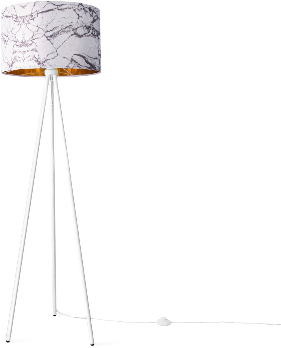 Paco Home Stehlampe Grau Design »Trina Kraft«, E27 Schlafzimmer Stein Standleuchte Weiß | Marmor BAUR